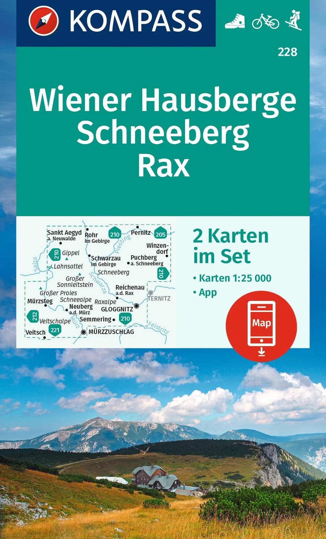 KOMPASS Wanderkarten-Set 228 Wiener Hausberge, Schneeberg, Rax 1:25.000 (2 Karten)