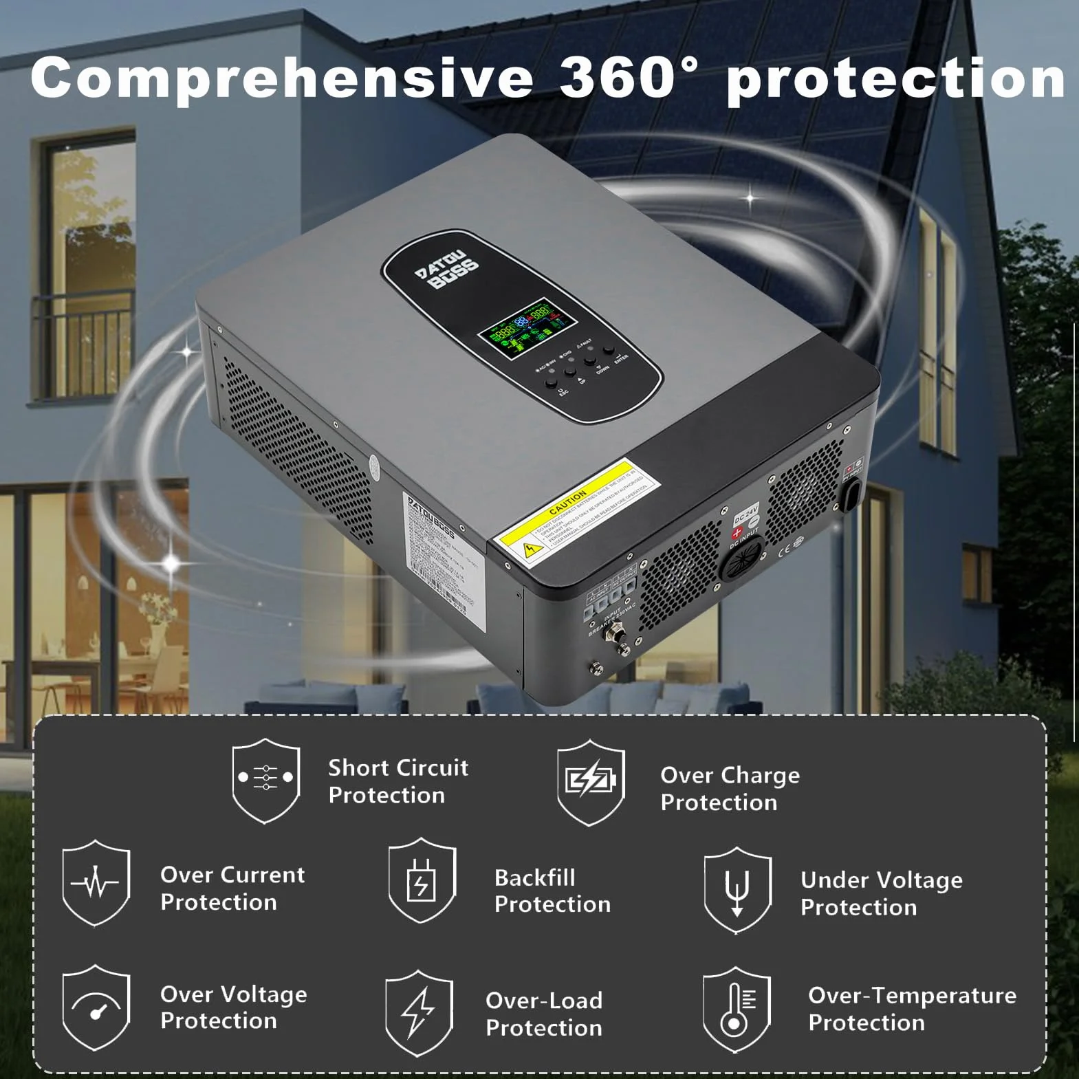 Hybrydowy Falownik 24V 3000W Czysty Sinus Z MPPT Regulatorem ładowania Słonecznego BMS
