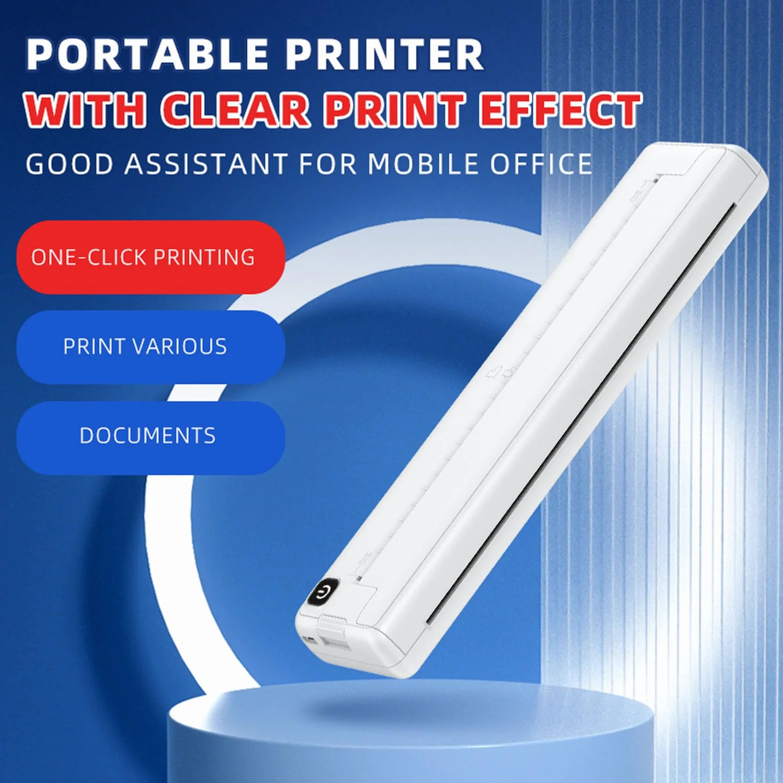 Przenośna Drukarka, Bezprzewodowa Drukarka Termiczna Bluetooth A4, Bezatramentowa Drukarka Mobilna do Podróży, Domu, Biura, Obsługa Papieru Termicznego 210 Mm 218 Mm
