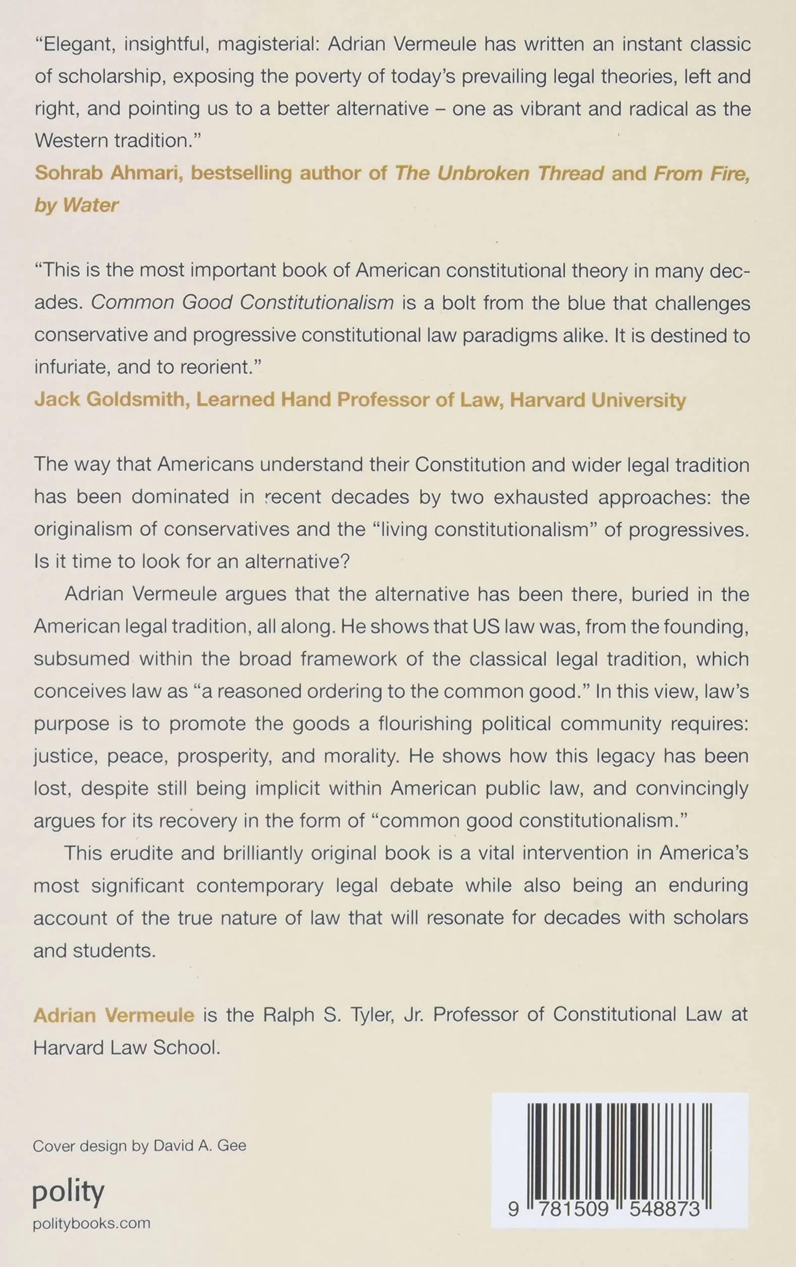 Common Good Constitutionalism: Recovering the Classical Legal Tradition