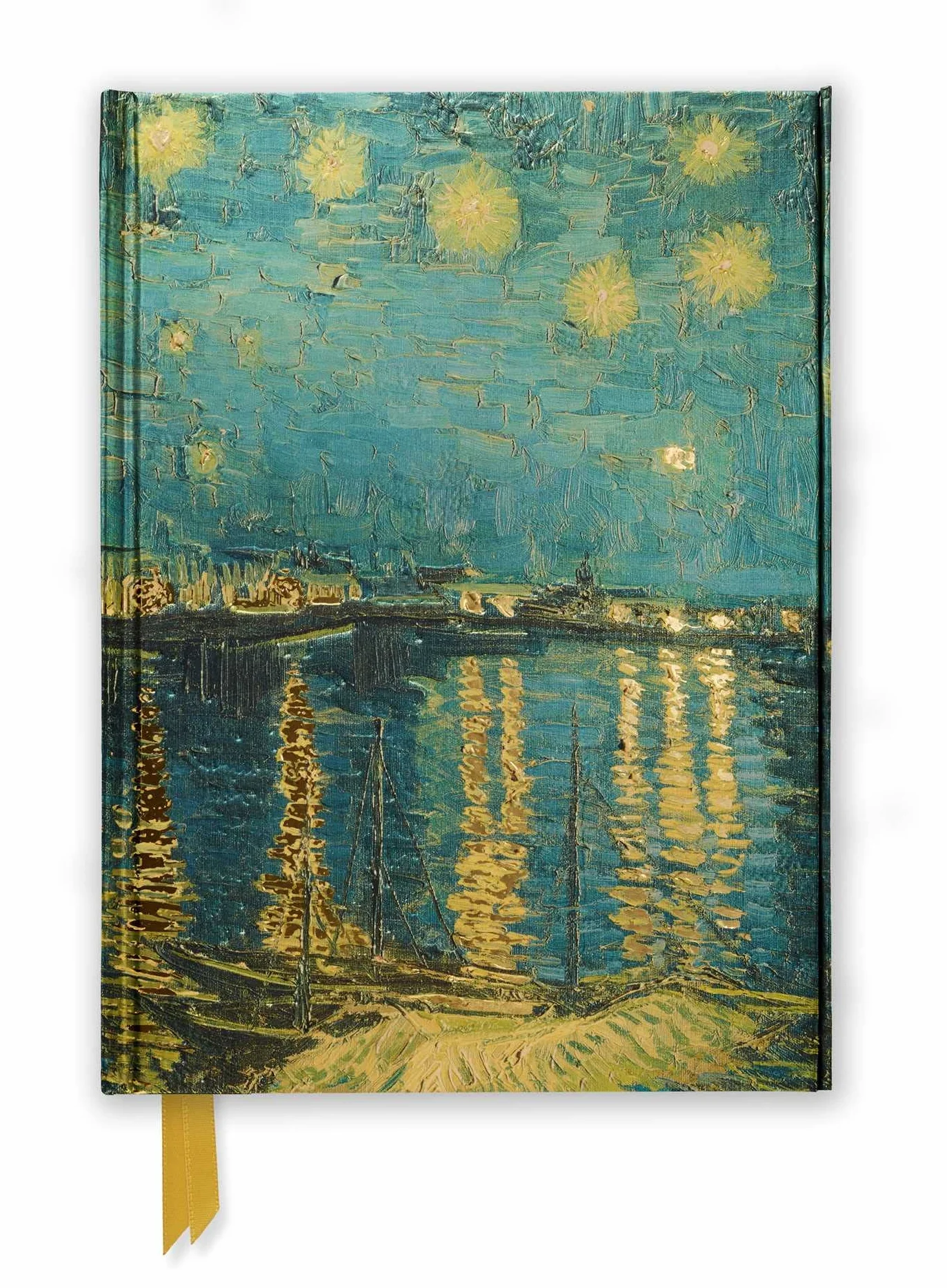Vincent Van Gogh: Starry Night Over the Rhône (Foiled Journal): Unser hochwertiges, liniertes Blankbook mit festem, künstlerisch geprägtem Einband und Magnetverschluss: 11