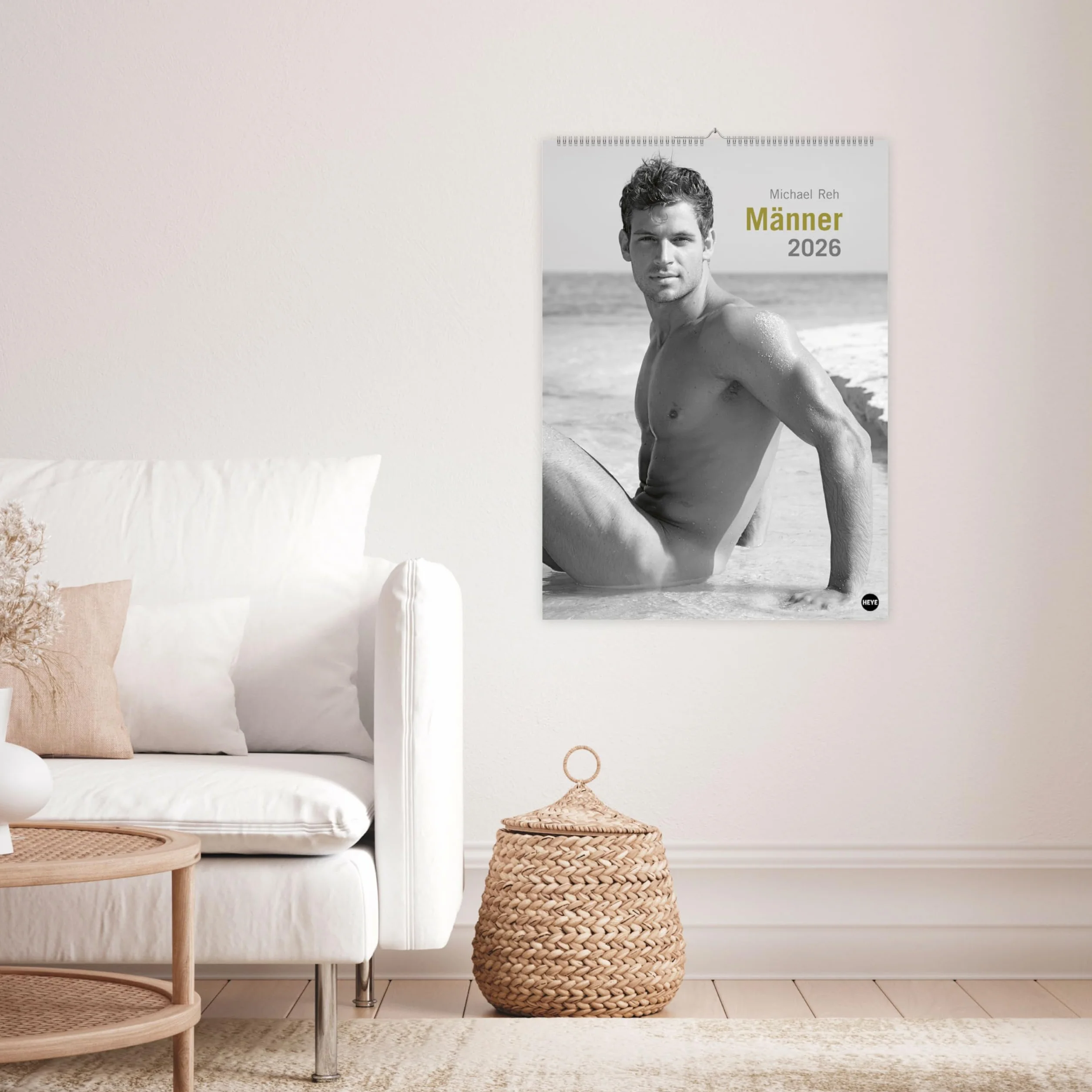 Männer Edition Kalender 2026: Jeden Monat ein sinnliches Schwarz-Weiß-Foto in einem Kalender im Großformat. Schöne Männer im Wandkalender XXL 2026. Hochformat 49 x 68 cm.
