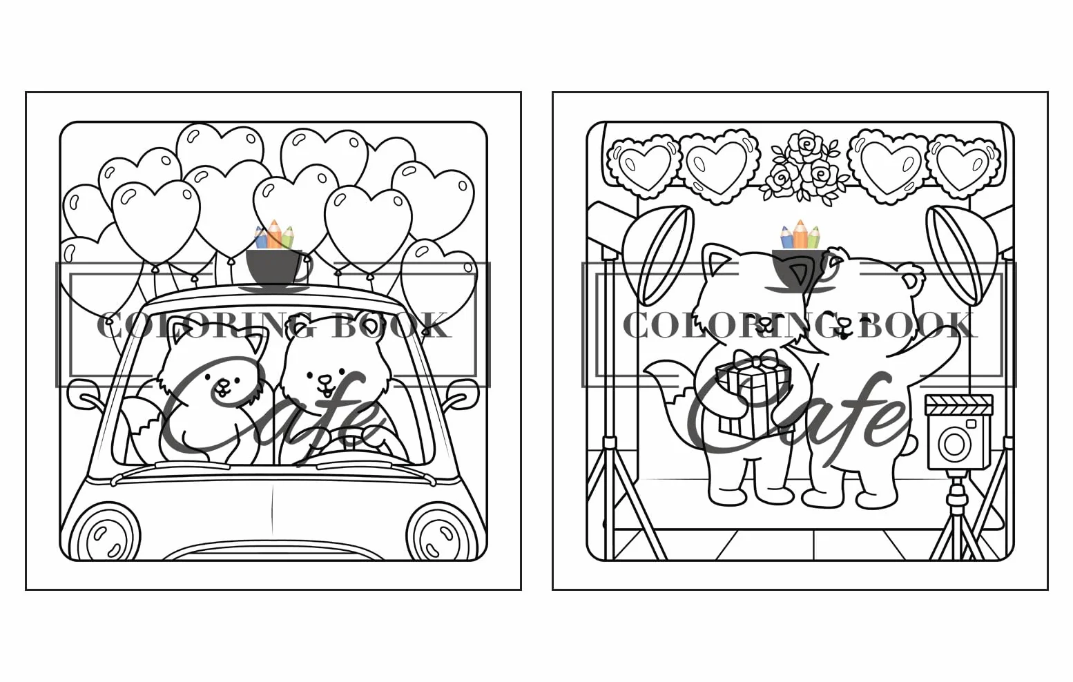 Paws & Hearts Coloring Book for Adults Teens Cozy Love Scenes Adorable Animals