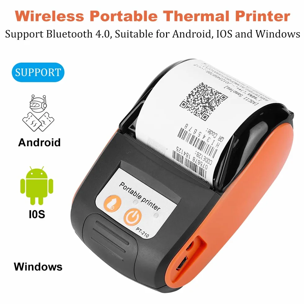 Bezprzewodowa termiczna drukarka pokwitowań Bluetooth 58 mm 110-240 V Android iOS