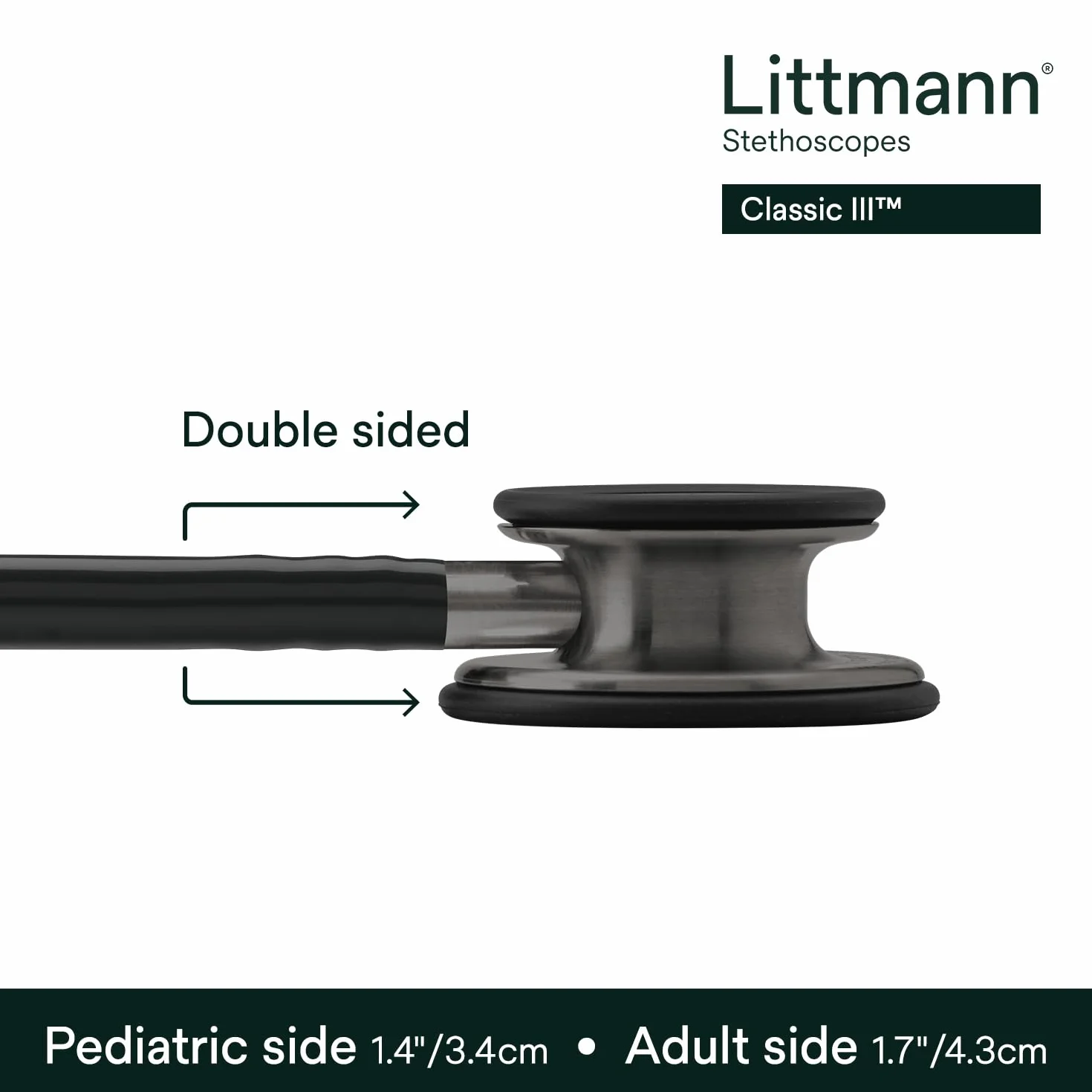 3M Littmann Classic III Stetoskop, SMOKE FINISH, ciemnoszary, czarny przewód