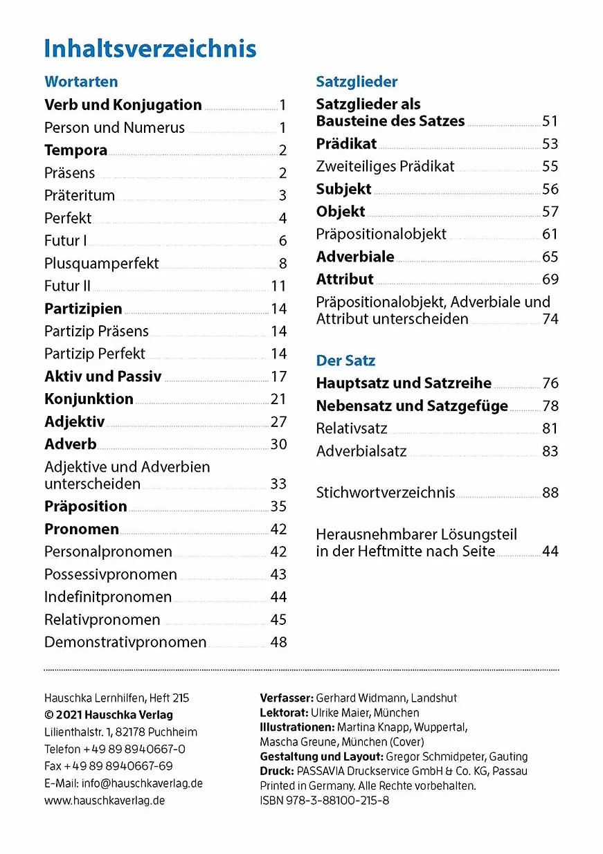 Grammatik 5.-7. Klasse: Wortarten und Satzglieder Übungsprogramm mit Lösungen