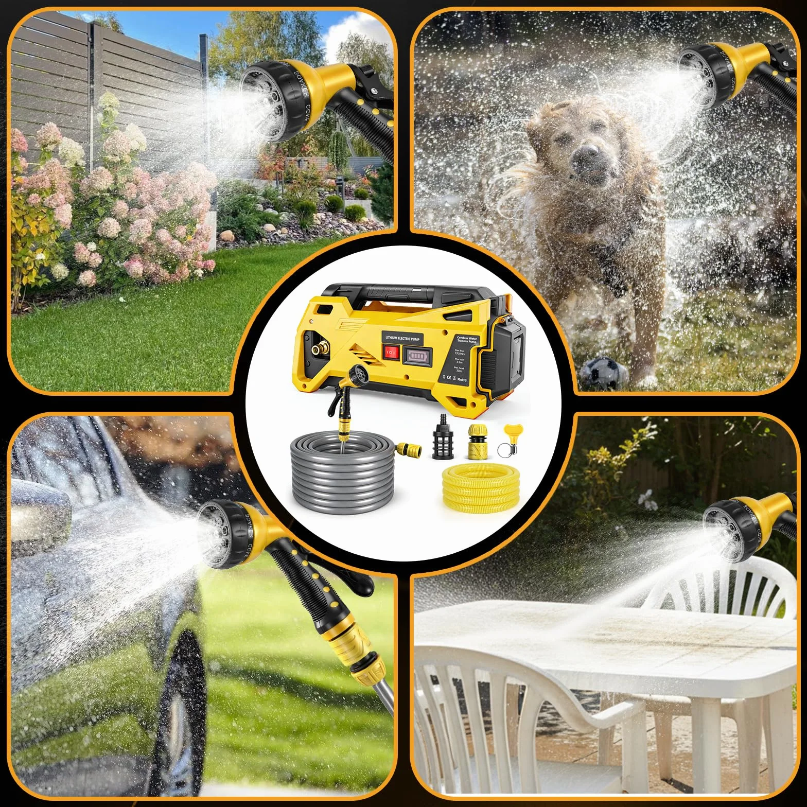 Pompa wodna kompatybilna z akumulatorem DeWalt 20 V, bezprzewodowa, przenośna, samozasysająca pompa elektryczna do domu, basenu, przyczepy kempingowej, ogrodu, jacuzzi, akwarium (bez baterii)