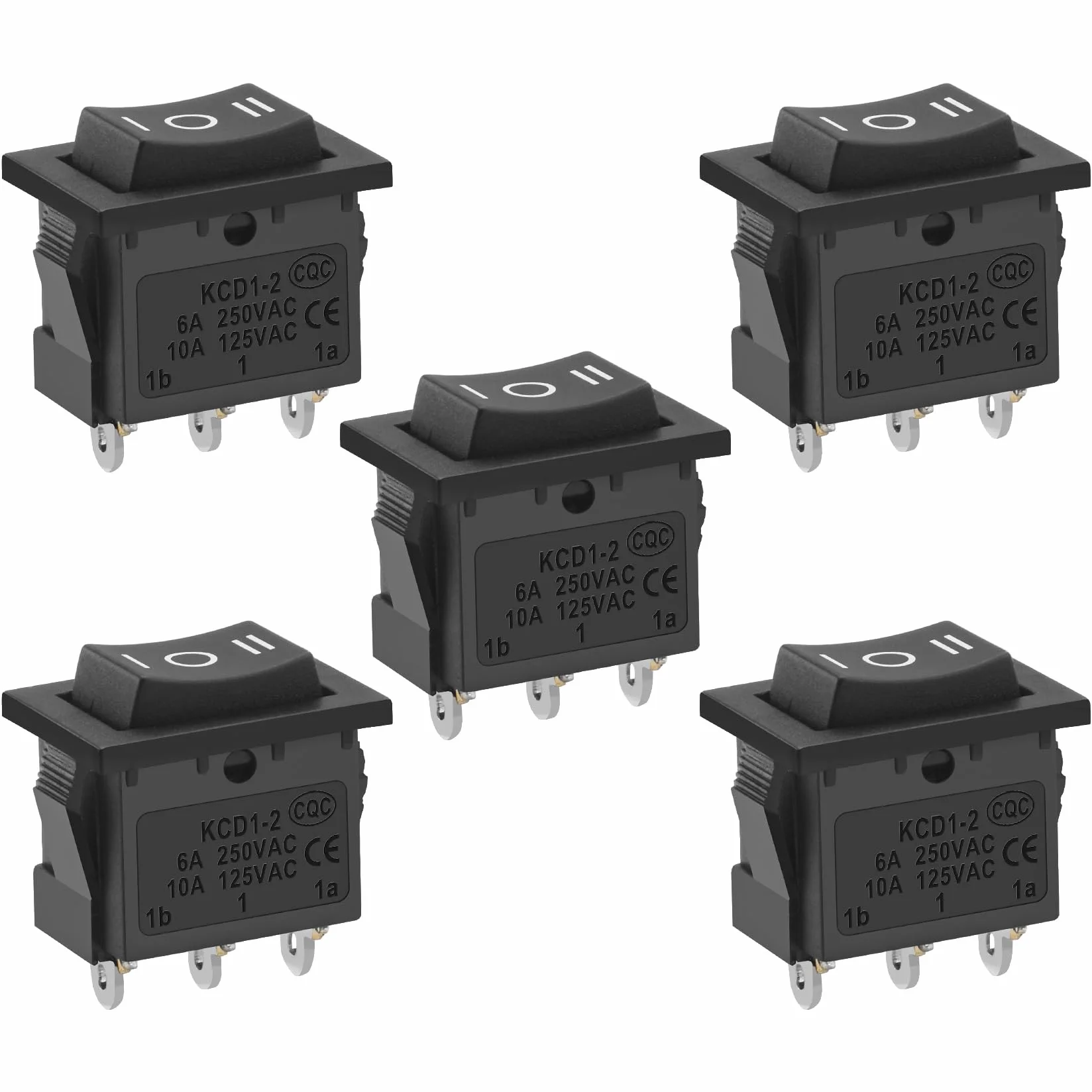 Heschen czarne prostokątne przełączniki kołyskowe ON-OFF-ON, SPDT, 3 pozycje, 3 zaciski, AC250 V/6 A, AC125 V/10 A, do samochodu, łodzi, sprzętu AGD
