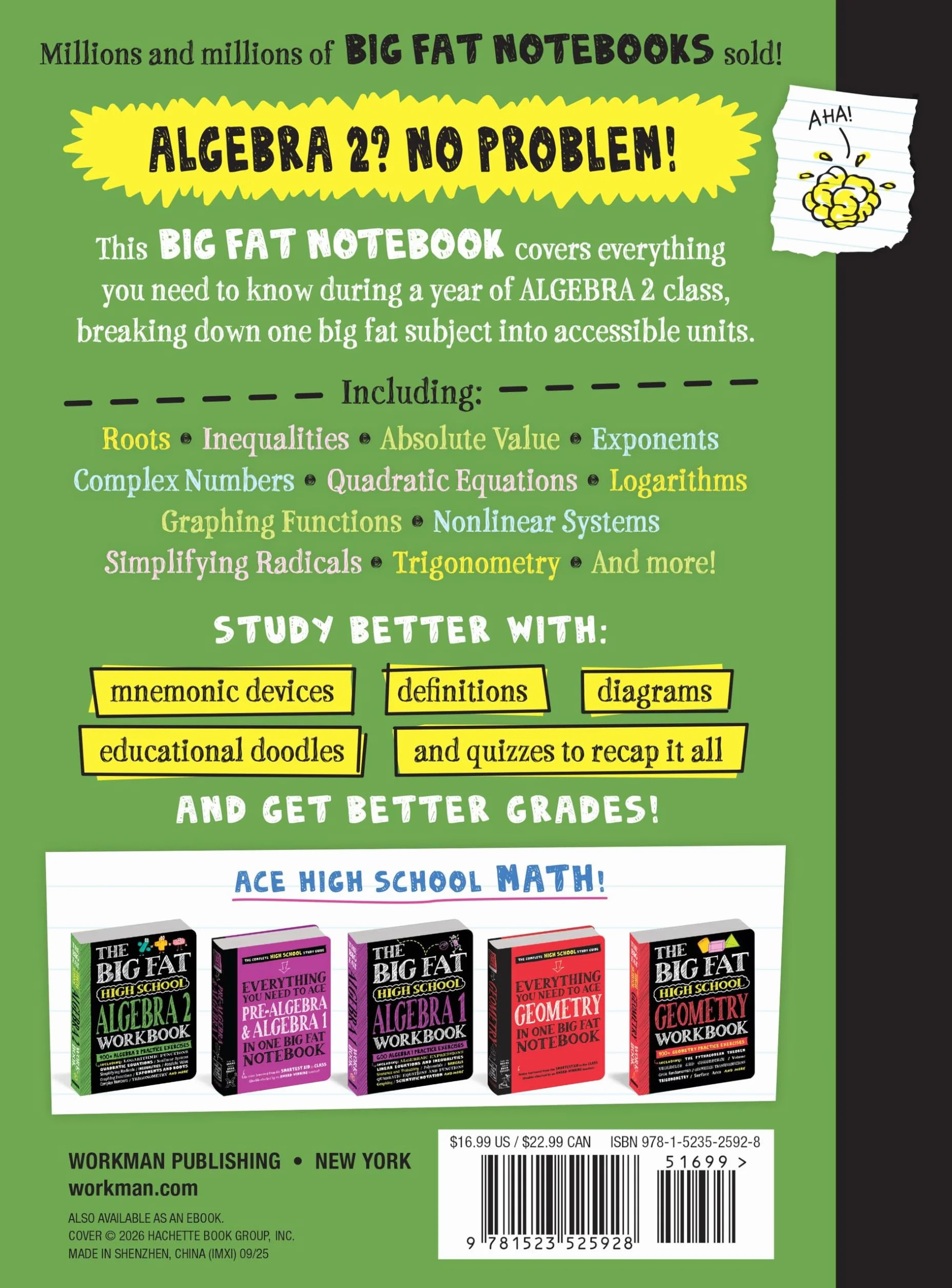 Everything You Need to Ace Algebra 2 in One Big Fat Notebook