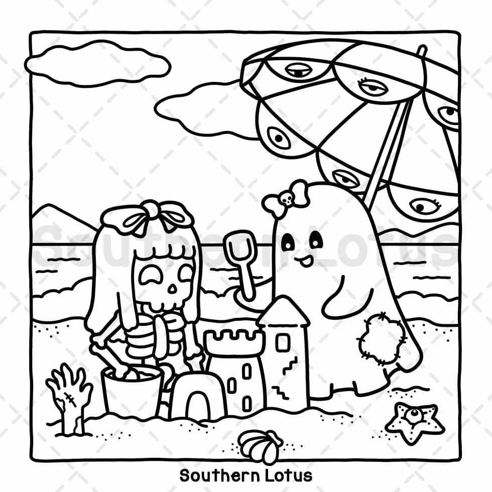 Very Demure Very Spooky: Coloring Book for Adults & Teens with Creepy Adorable Characters, Cozy Spooky Vibes, Cute Easy Designs for Relaxation