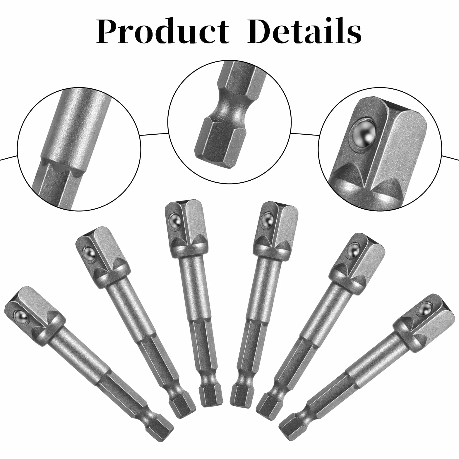 Adapter do kluczy nasadowych 6-częściowy, sześciokątny 3/8 do 1/4", do wiertarki i wkrętarki akumulatorowej