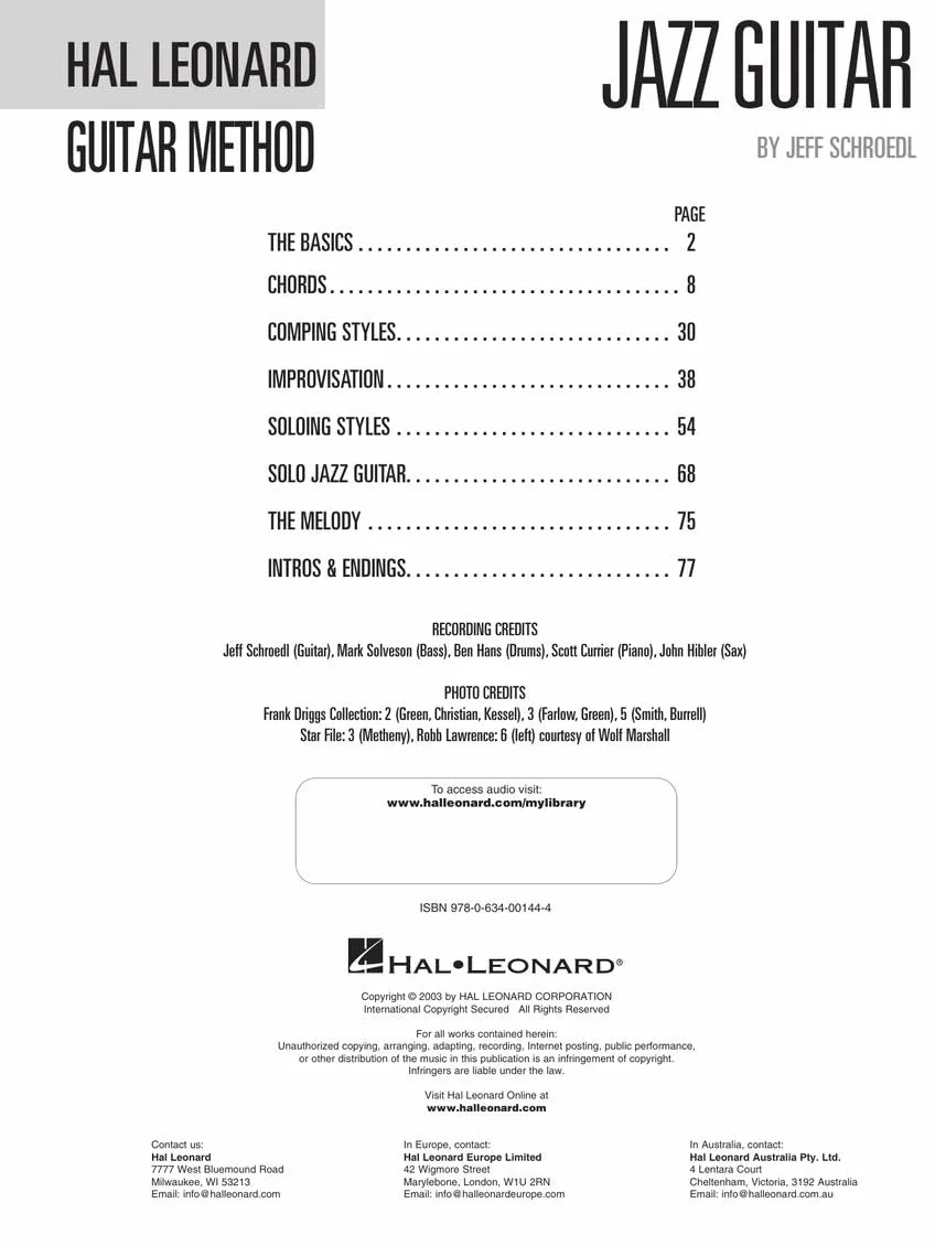 Hal Leonard Guitar Method Jazz Guitar +CD: Comprehensive Guide with 20 Jazz Standards