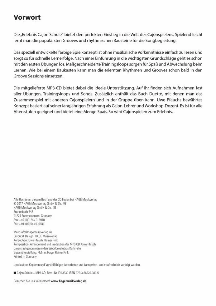 Erlebnis Cajon Schule mit MP3-CD: Schneller Einstieg ins Cajonspiel für alle Altersstufen