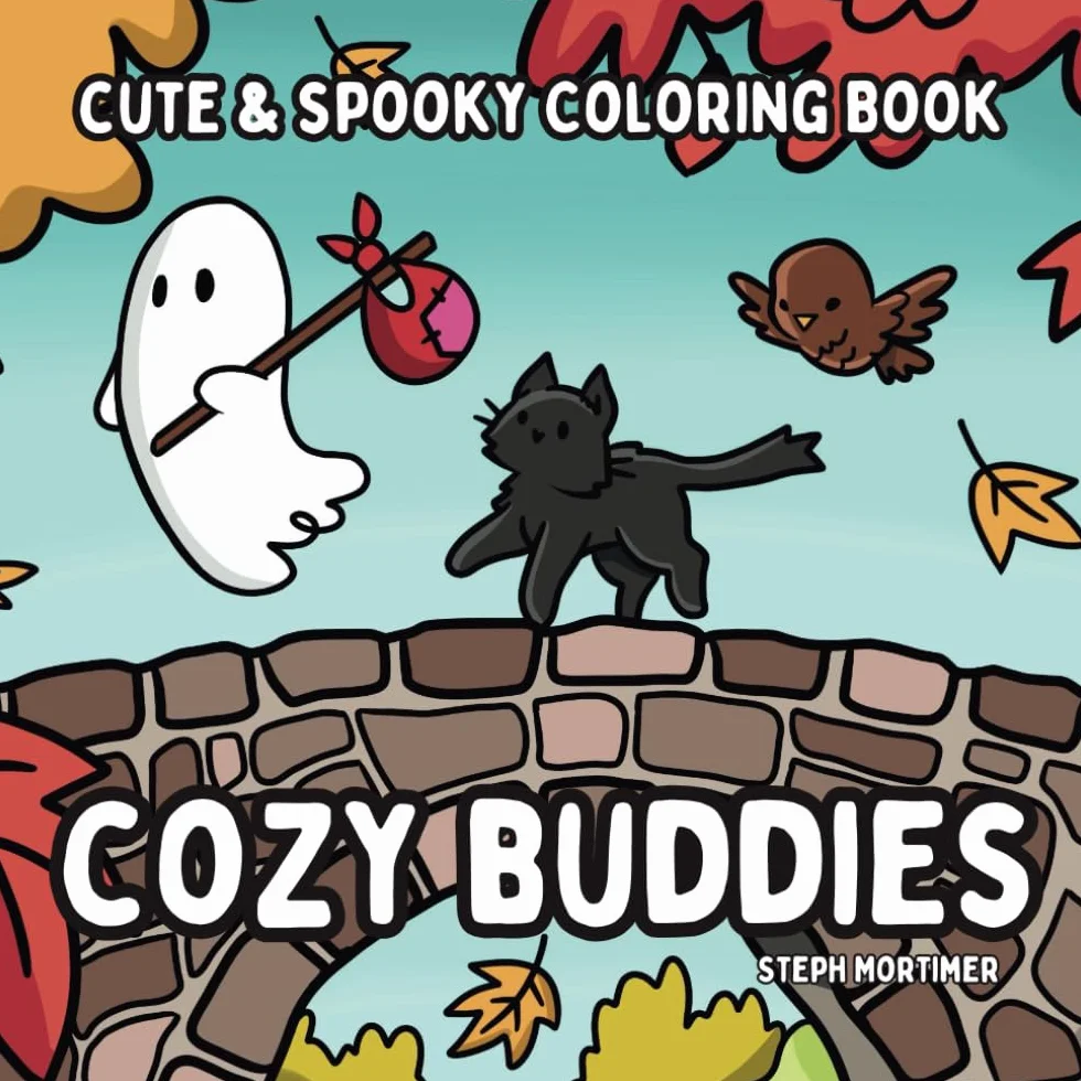 Cute and Spooky Coloring Book for Adults and Teens with Adorable Buddies in Cozy Hygge Moments