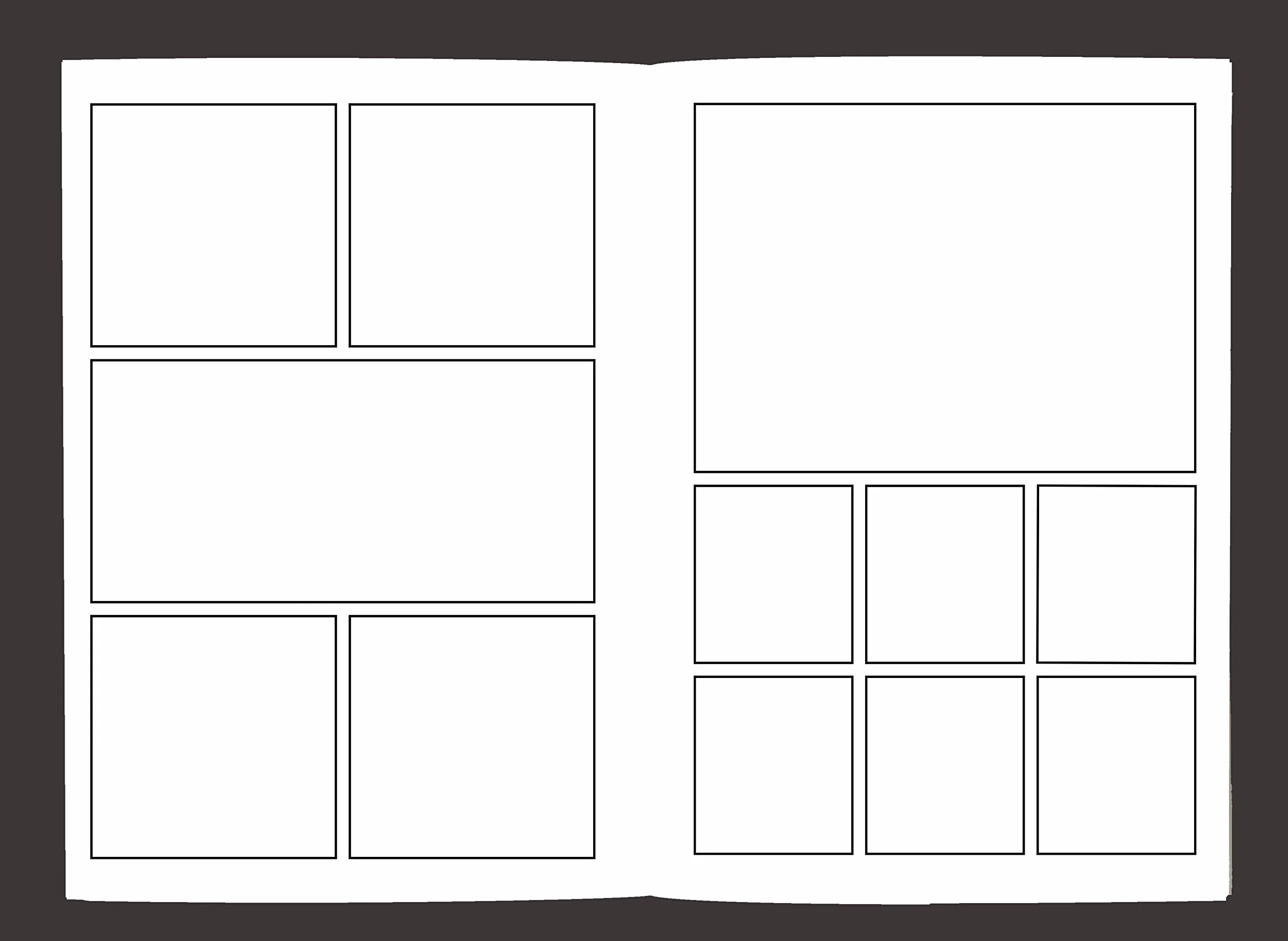 Blank Comic Book Variety of Templates 2-9 Panel Layouts