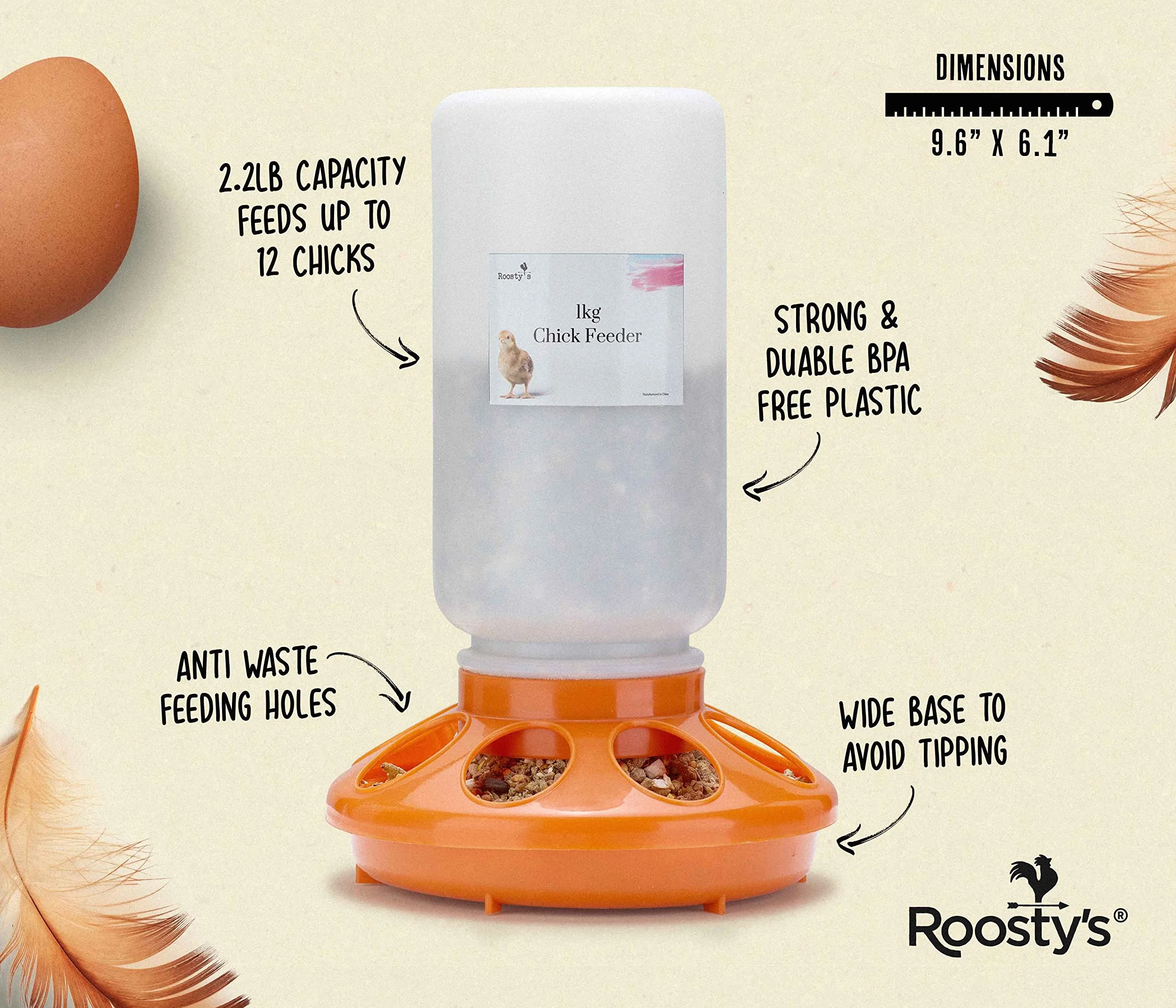 Roosty's zestaw karmnik i poidło dla kurczaków, 1 l, podajnik pokarmu dla kurczaków, 1,5 l, karmnik dla kurczaków i wiszące poidło do kurcząt, karmnik dla kaczek, karmnik dla przepiórek, zestaw