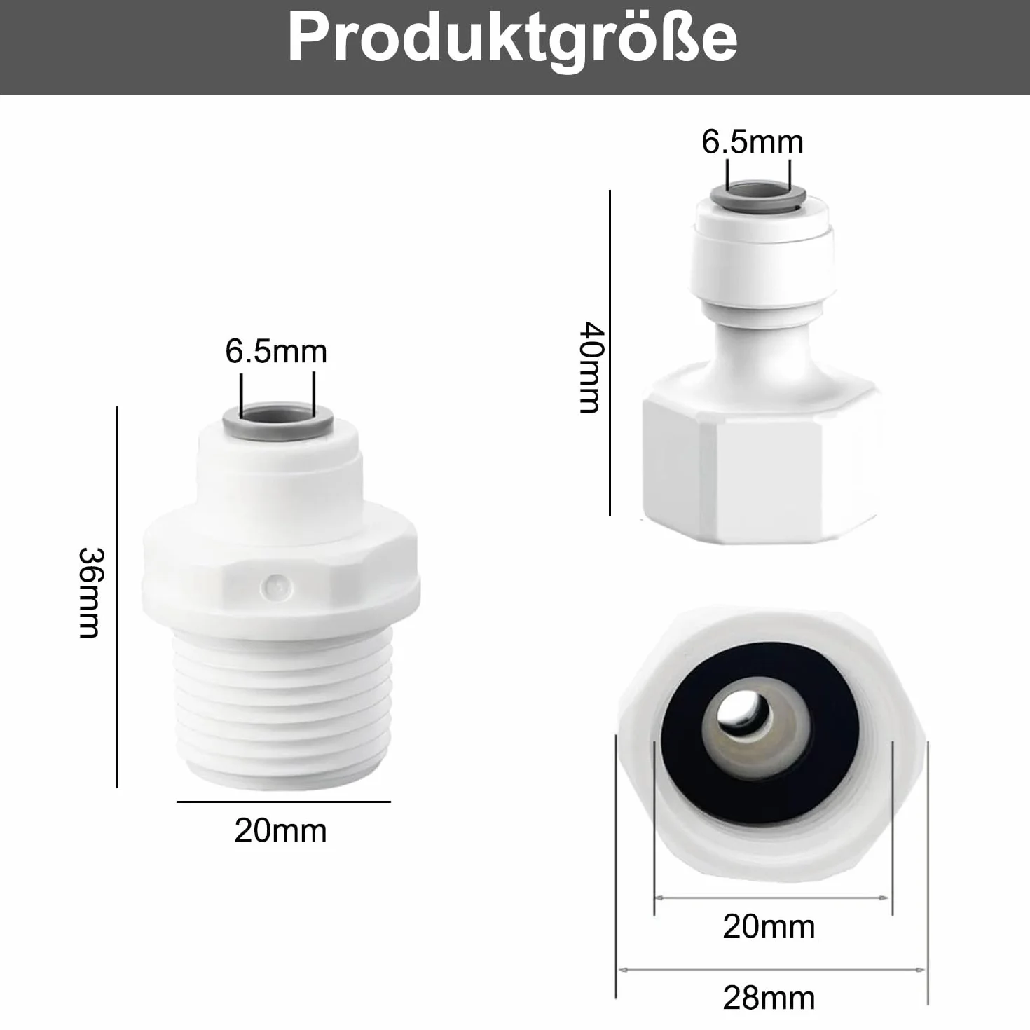 1/4" RO prosta złączka rurowa do 1/2" gwint żeński zewnętrzny Push In szybkozłączka filtr wody