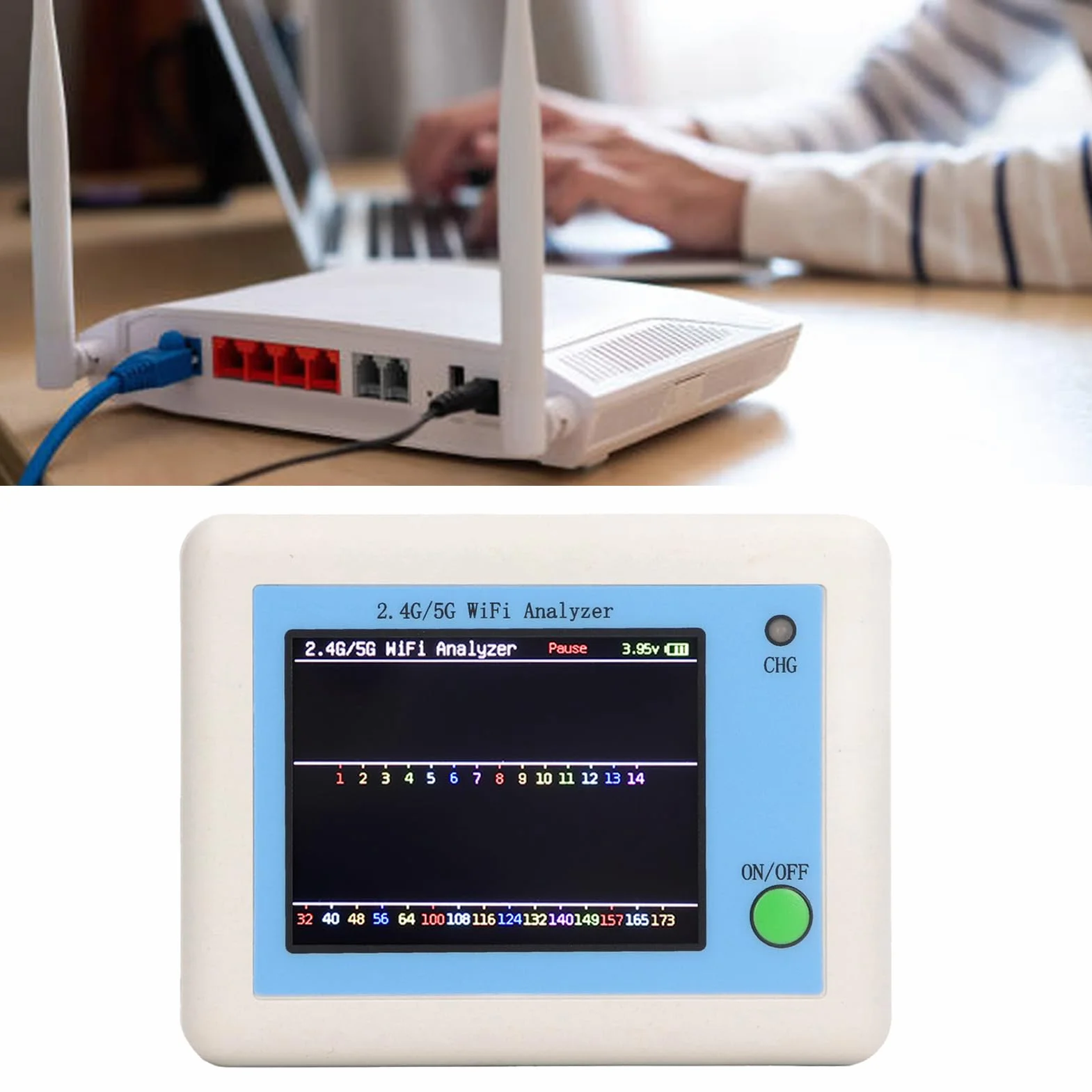 Analizator WIFI 2.4G i 5G Kolorowy Ekran TFT 2,4 Cala Skaner Sygnału Sieciowego Interfejs Ładowania Typu C