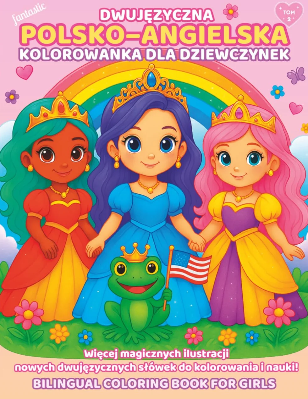 Kolorowanka polsko-angielska dla dziewczynek 4–9 lat słownictwo wróżki przyjaciółki