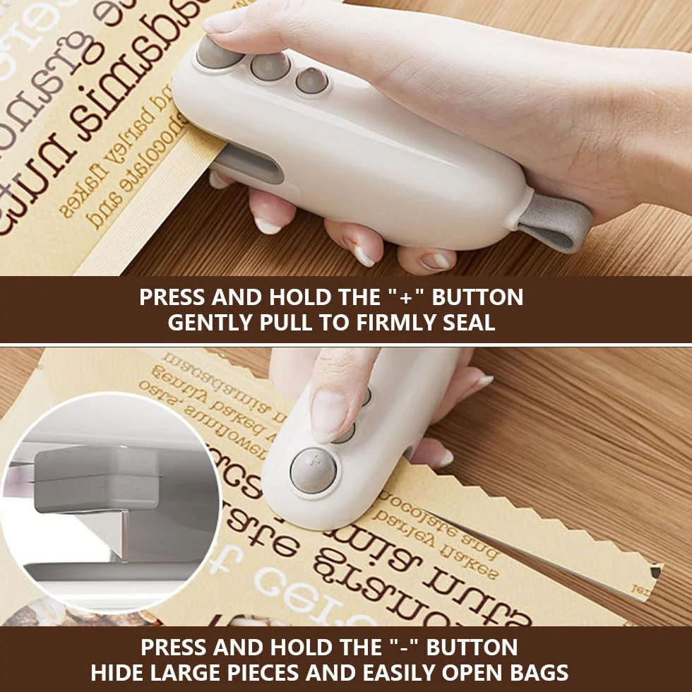 Mini Sealer 2 w 1 z obcinaczem Przenośna ręczna zgrzewarka USB do toreb plastikowych