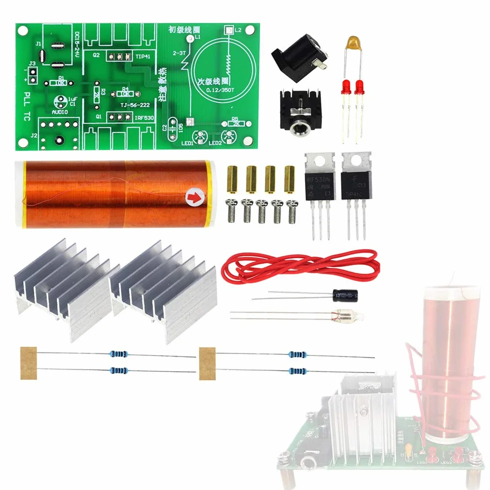 DC 15-24V 15W Mini muzyka głośnik plazmowy cewka tesli zestawy diy głośnik plazmowy Tesla transmisja bezprzewodowa zestawy diy