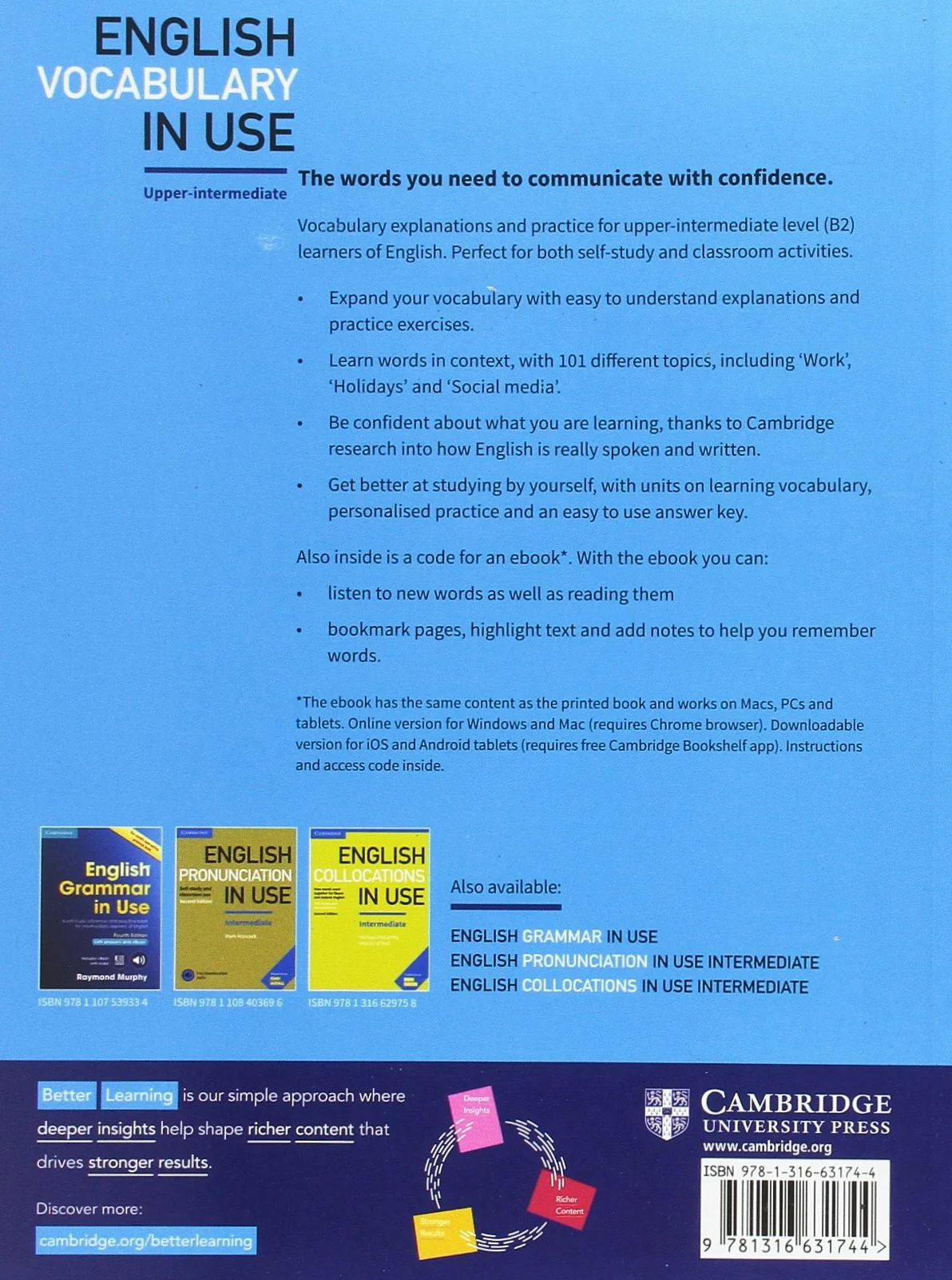 English Vocabulary in Use Upper-Intermediate Book with Answers and Enhanced eBook: Vocabulary Reference and Practice