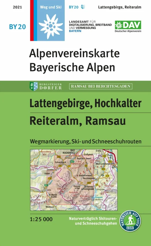 BY 20 Lattengebirge Reiteralm Ramsau 1:25 000 Wegmarkierung Ski- und Schneeschuhrouten