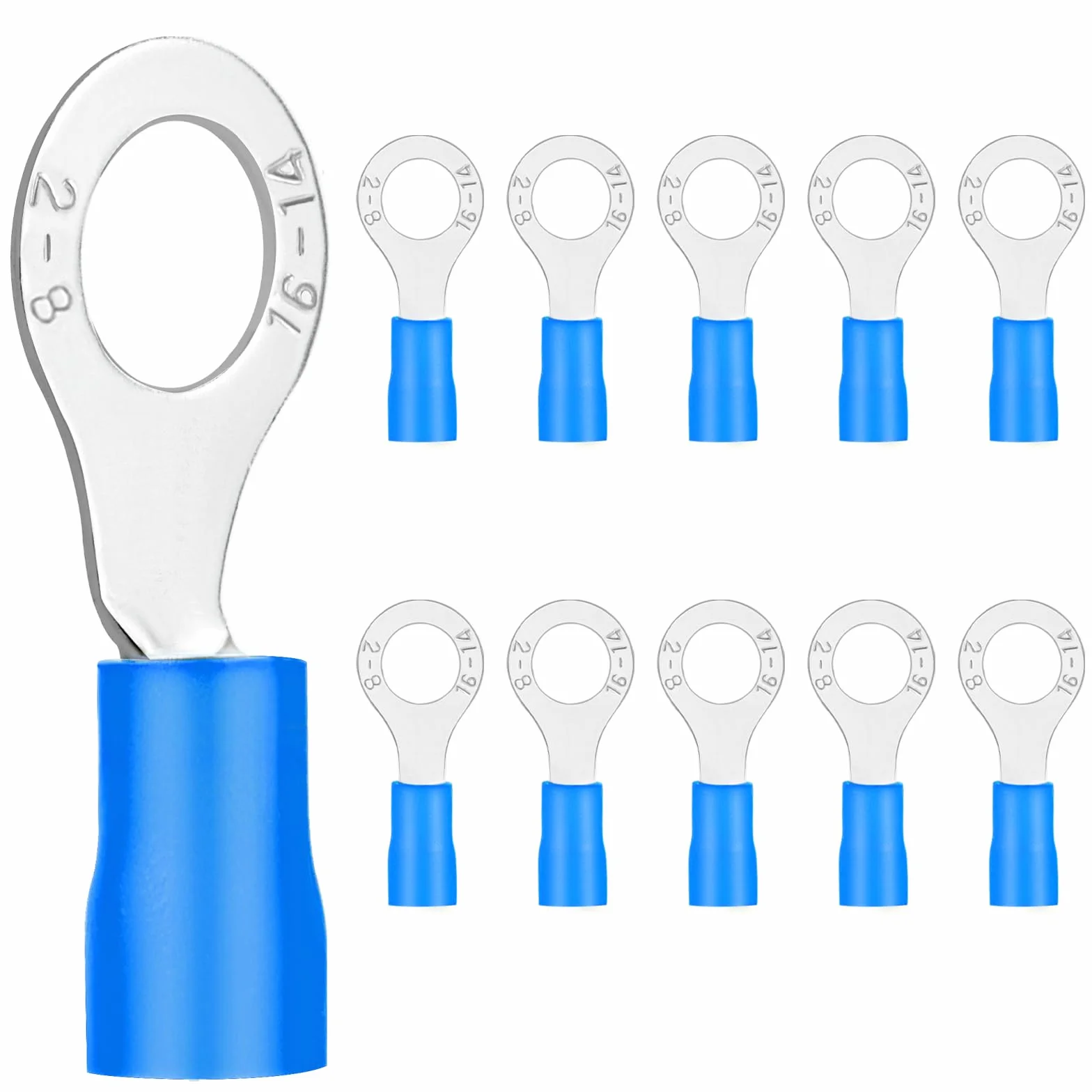 Końcówki kablowe oczkowe 1,5-2,5 mm² M8, częściowo izolowane, PCW, miedź ocynkowana