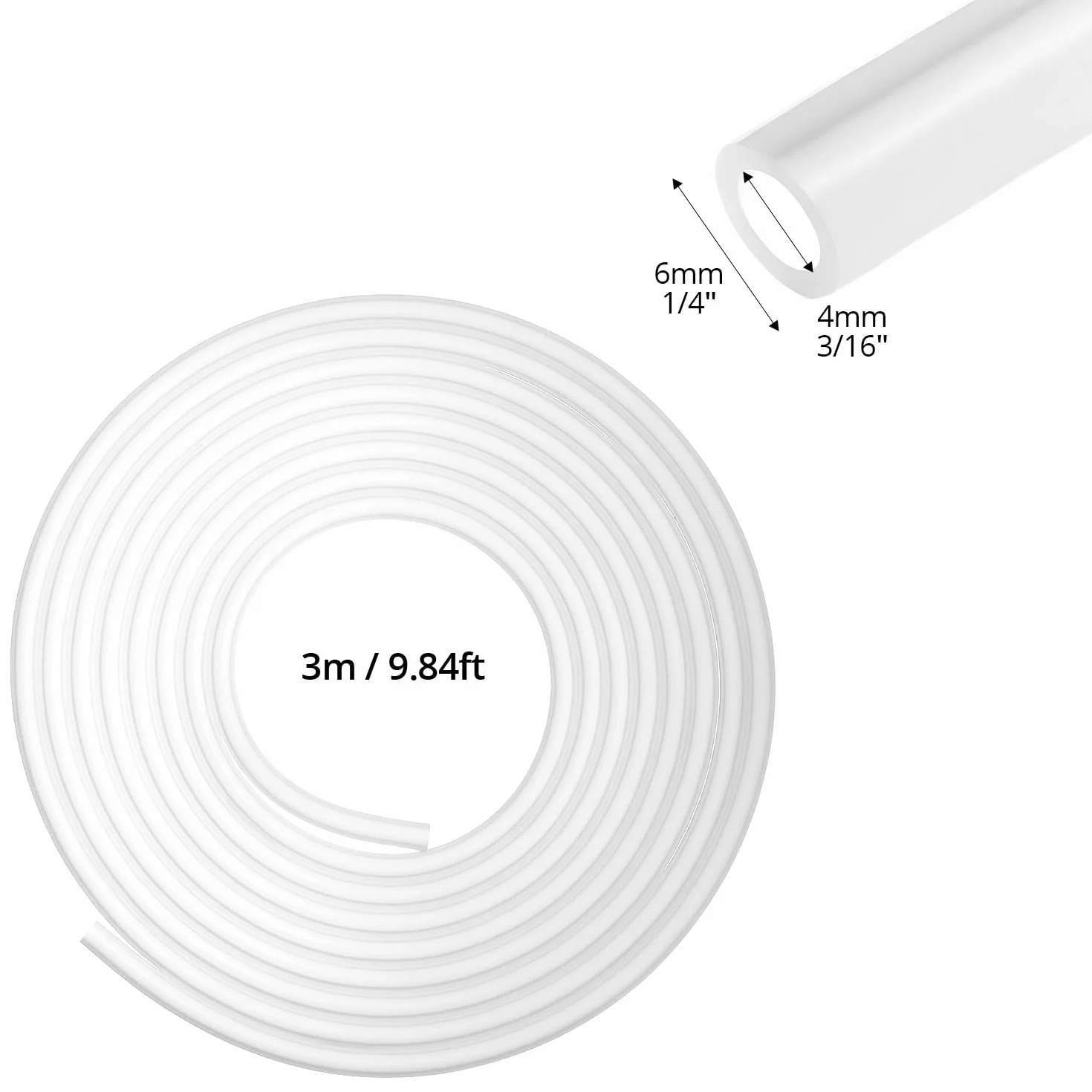 QWORK 3-metrowa rurka silikonowa 4mm x 6mm do transferu wody