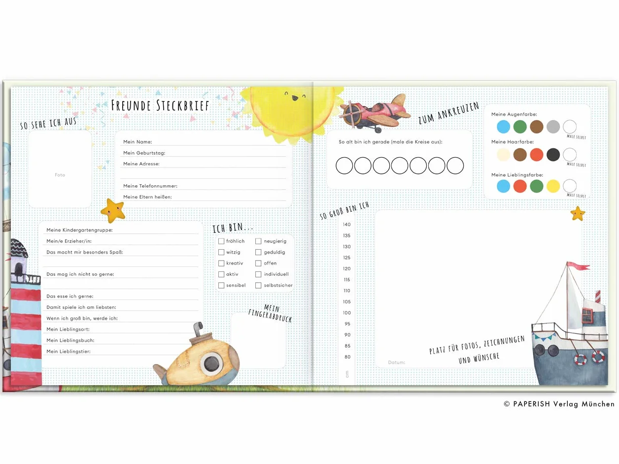 Kindergartenfreunde FAHRZEUGE Album für meine ersten Freunde Freundebuch Kindergarten 3 Jahre