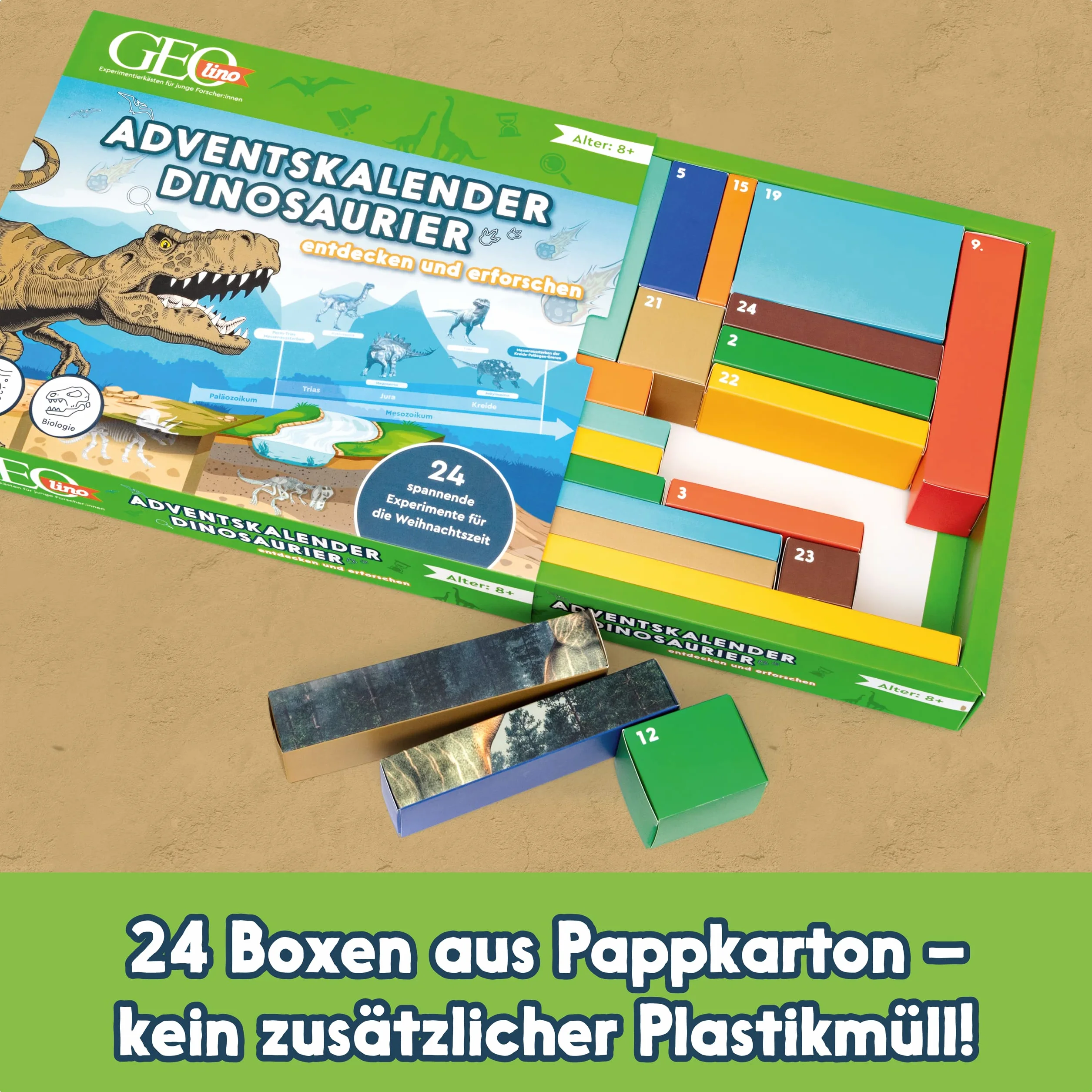 FRANZIS 67205 GEOlino Adventskalender Dinosaurier 24 Experimente für Kinder ab 8 Jahren