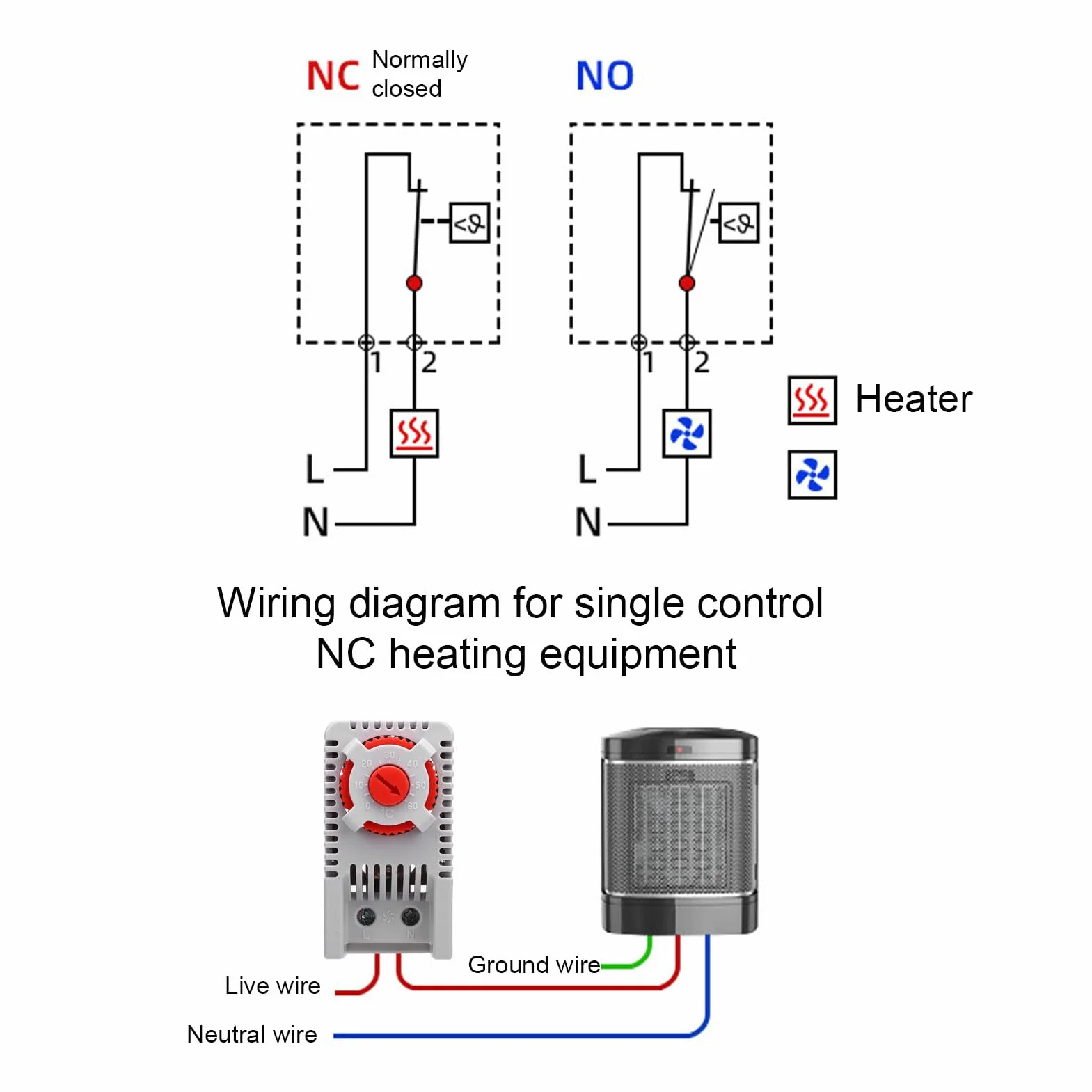 KTO011 Termostat Mechaniczny 0-60°C Normalnie Zamknięty Regulator Temperatury