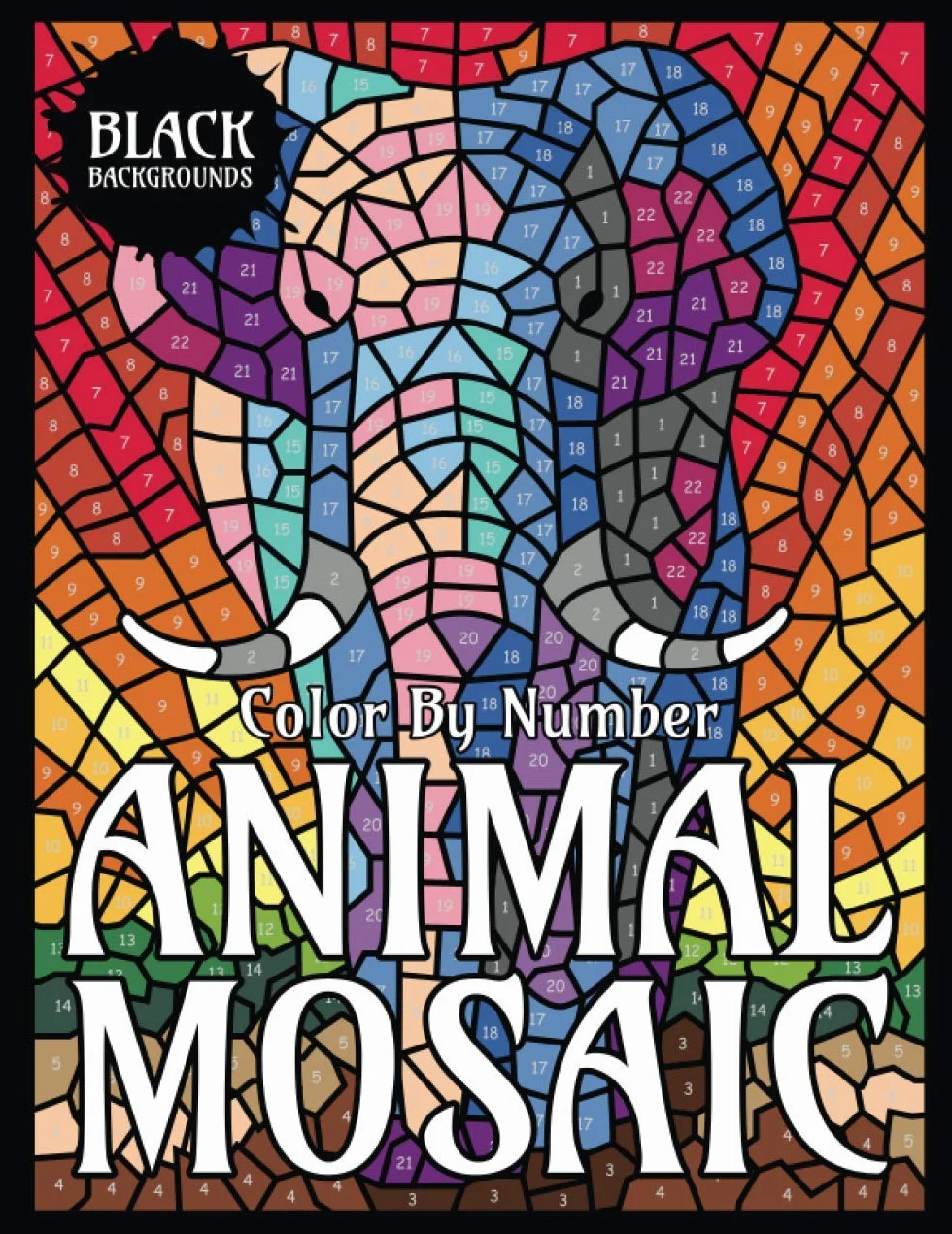 Animal Mosaic Color By Number Black Backgrounds