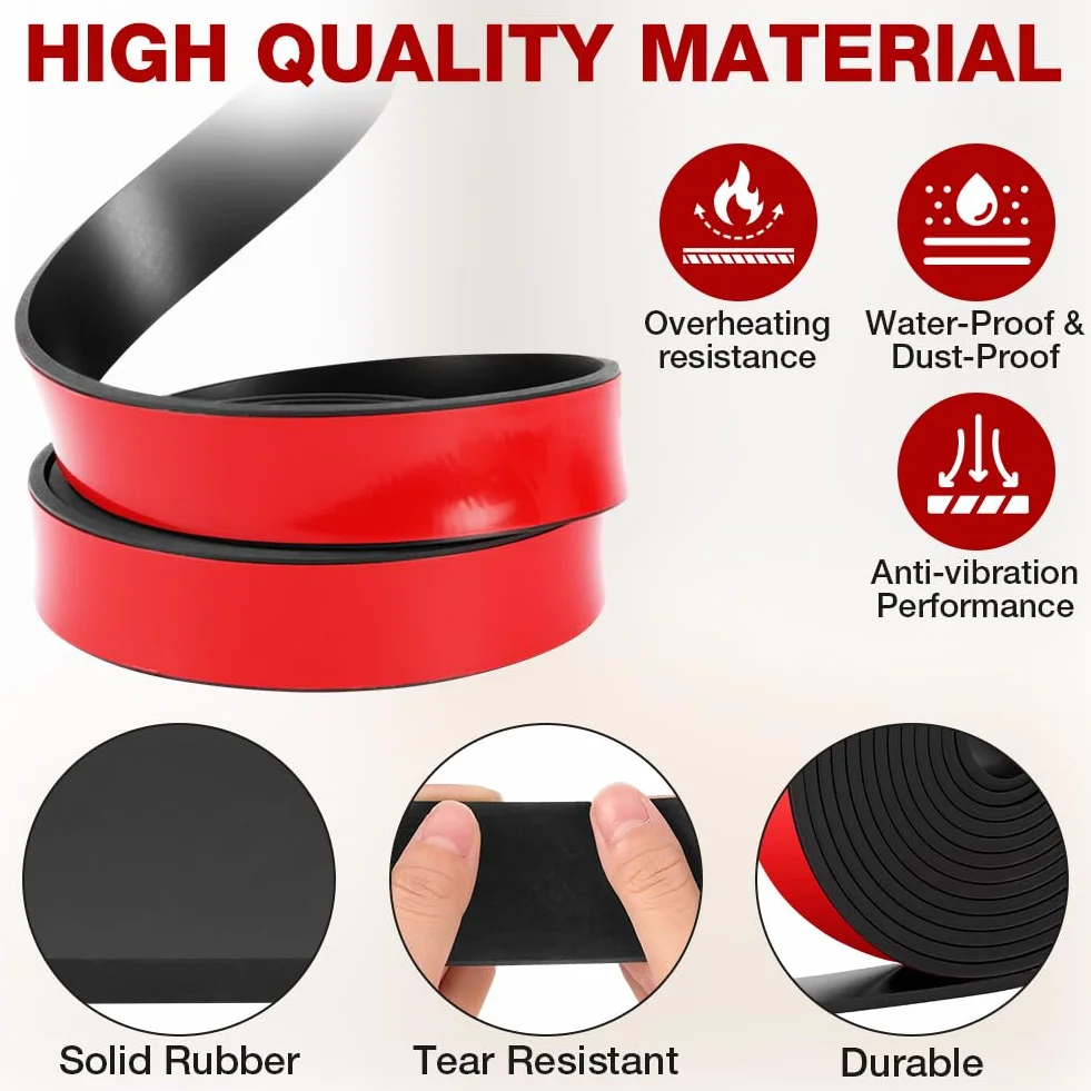 Elastyczny pasek gumowy Rolka gumowa 3 m× 20 mm × 2 mm, samoprzylepne żelazko gumowe, gumki neoprenowe, do uszczelnień DIY, ochrona wykładzin podłogowych, antywibracyjne, antypoślizgowe