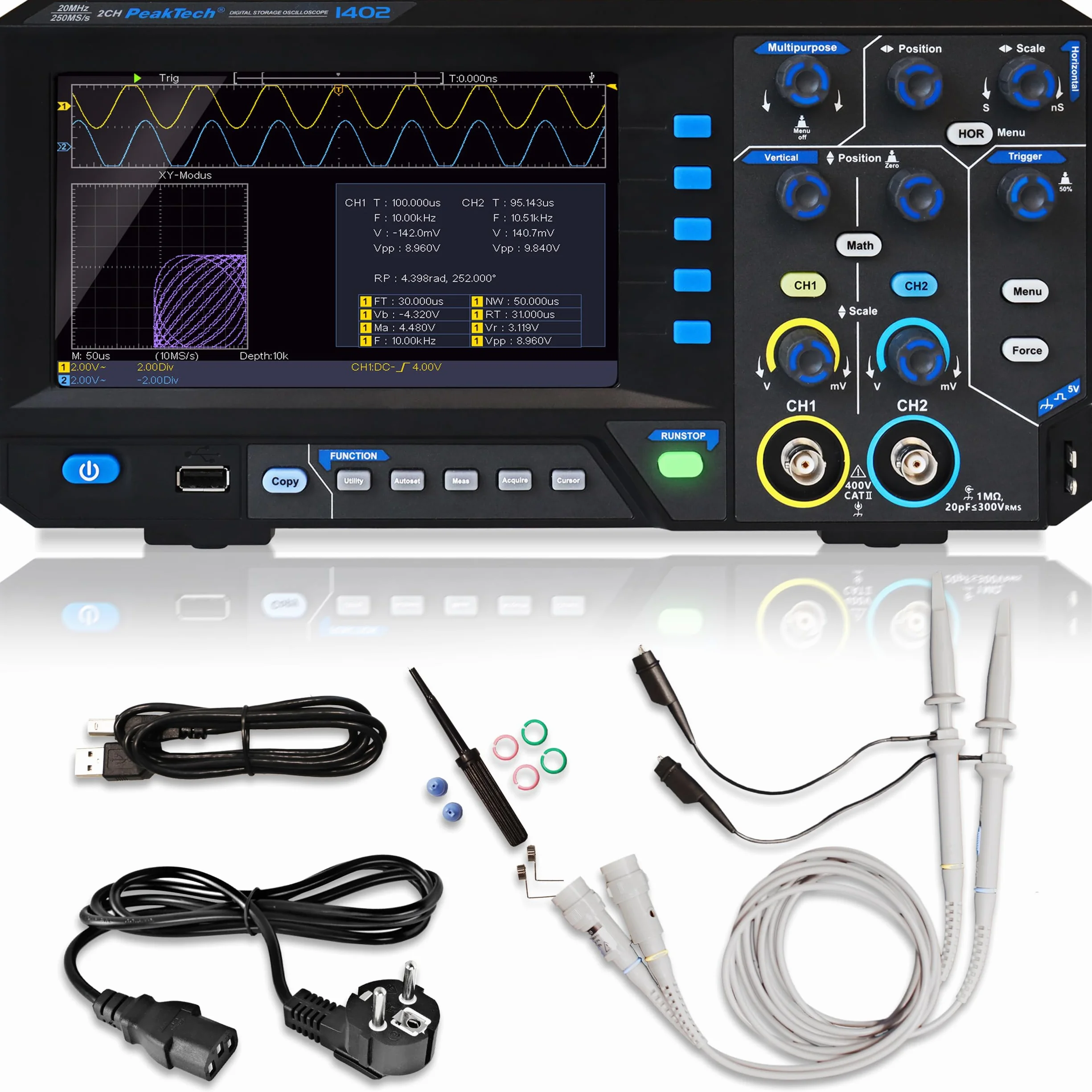 Peaktech P 1402 Oscyloskop Cyfrowy 20 MHz Czarny
