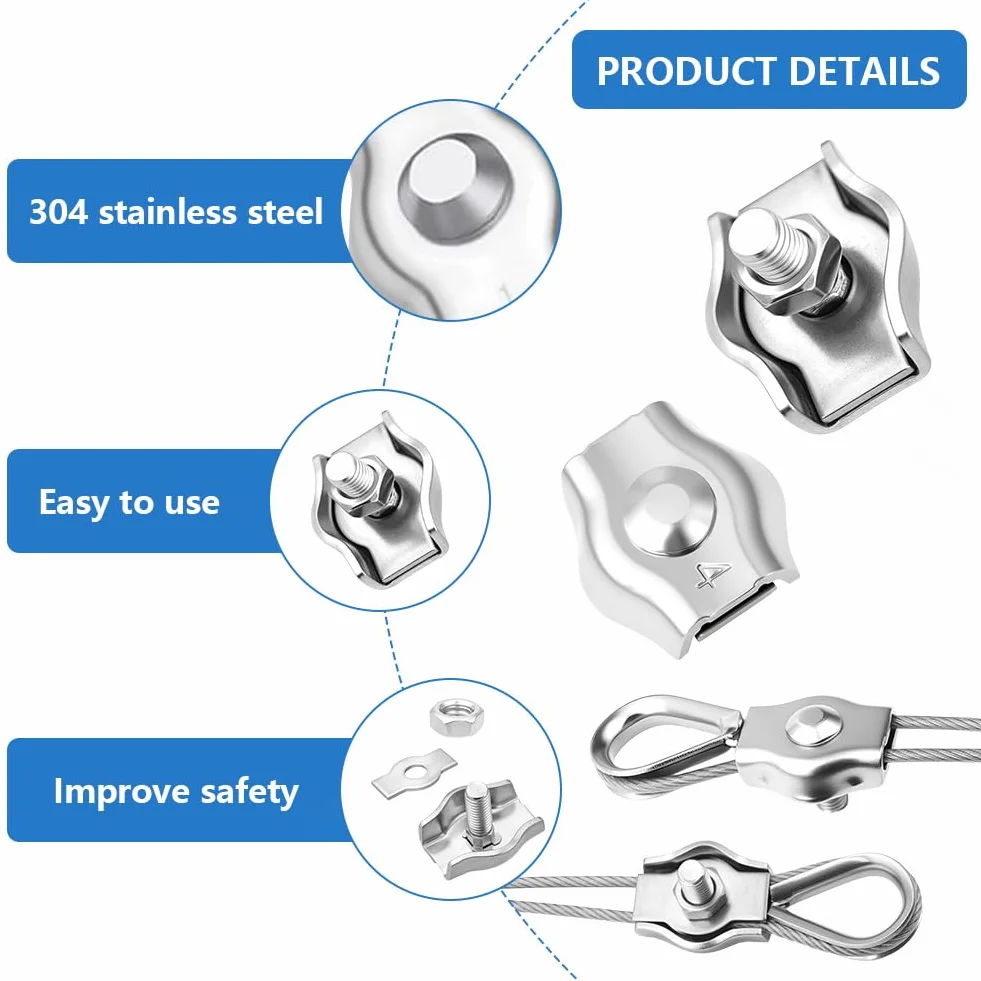 Flintronic M3 zacisk do liny stalowej 3 mm stal nierdzewna 12 sztuk