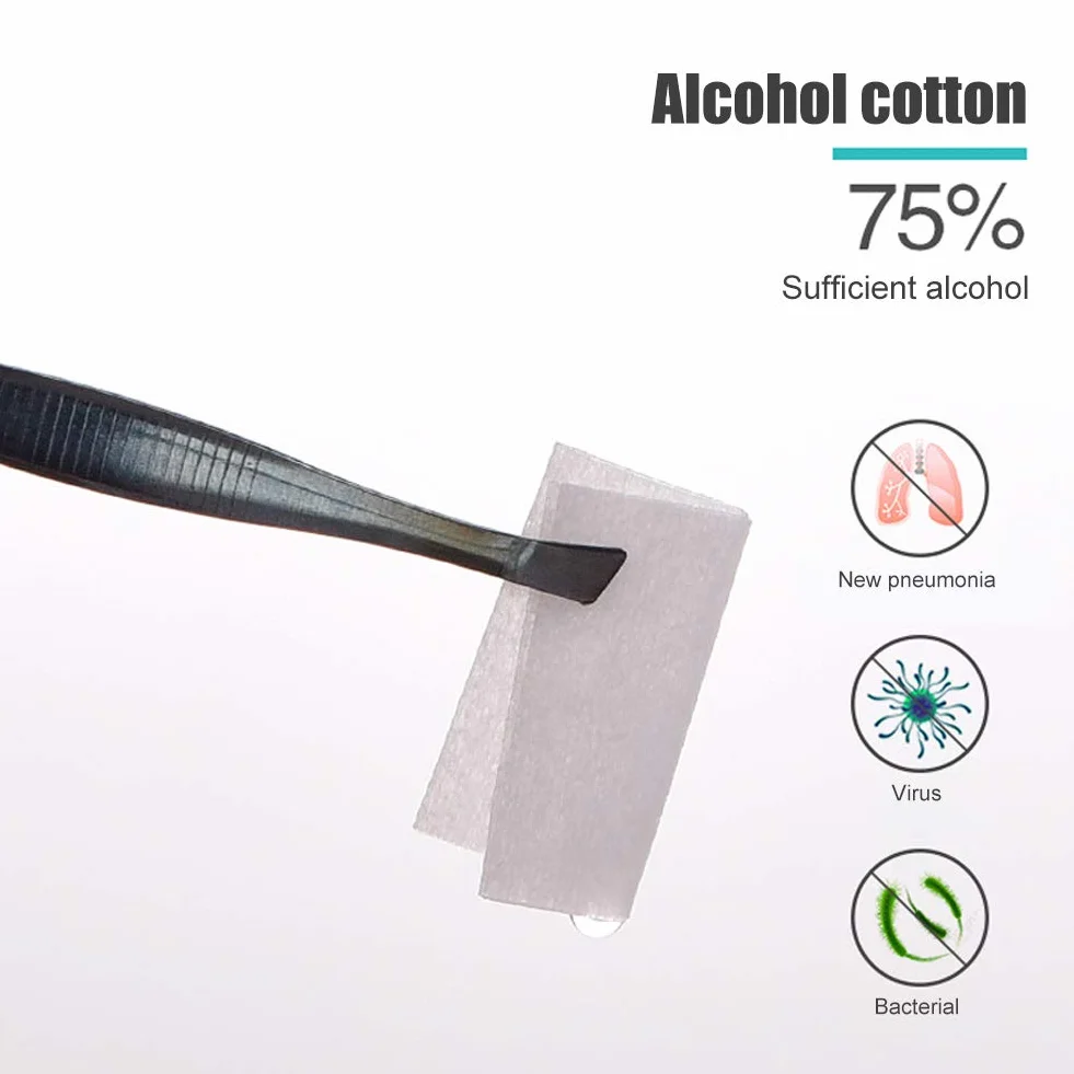 Mokre Chusteczki, Profesjonalne Sterylne Podkładki Przygotowawcze Alkoholowe 100 szt. Miękki i Chłonny Alkohol Bawełniana Mokra Wyciera do Czyszczenia Skóry na Zewnątrz (WHITE)
