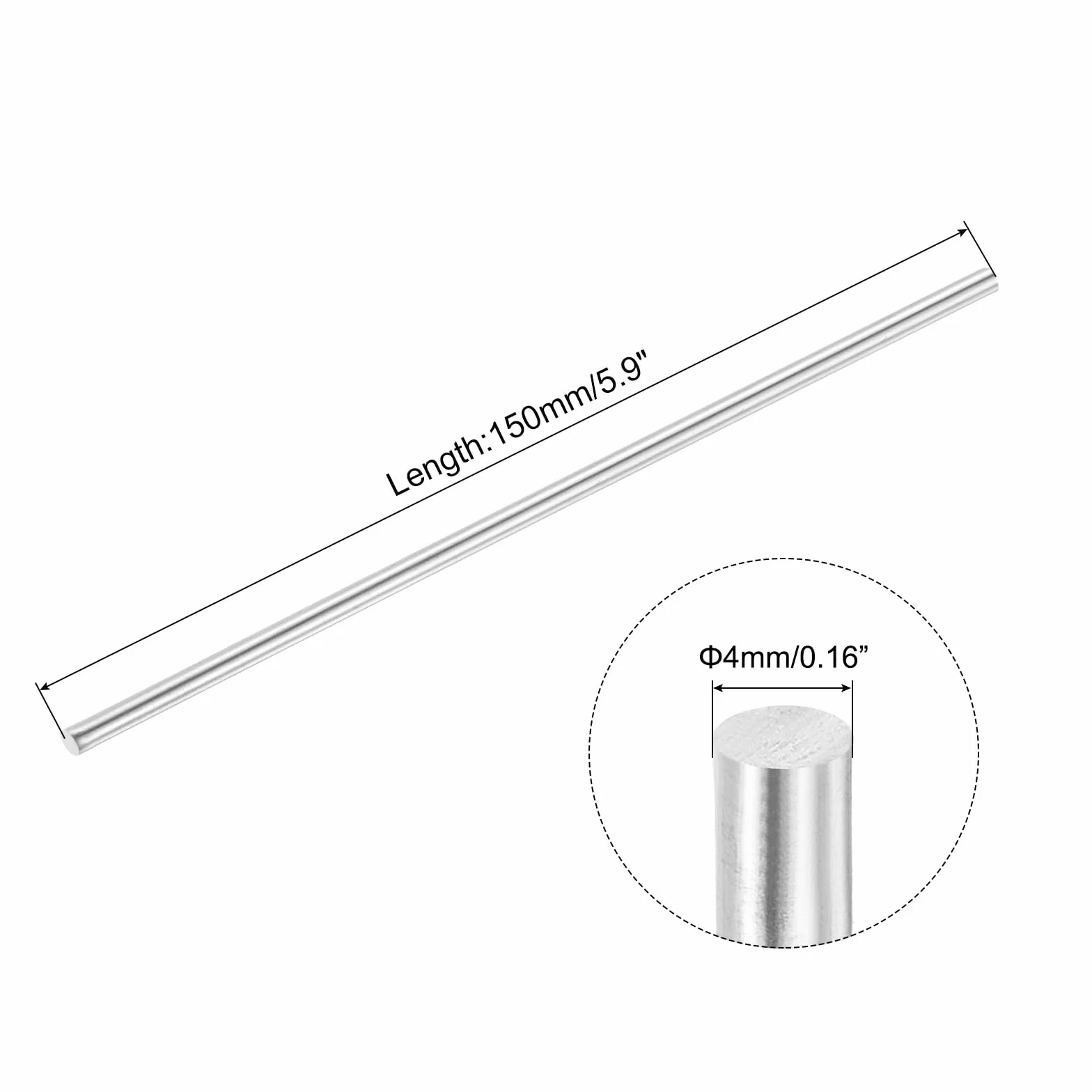 QUARKZMAN 4 mm x 150 mm solidny okrągły pręt ze stali nierdzewnej 304 do projektów DIY, 3 szt
