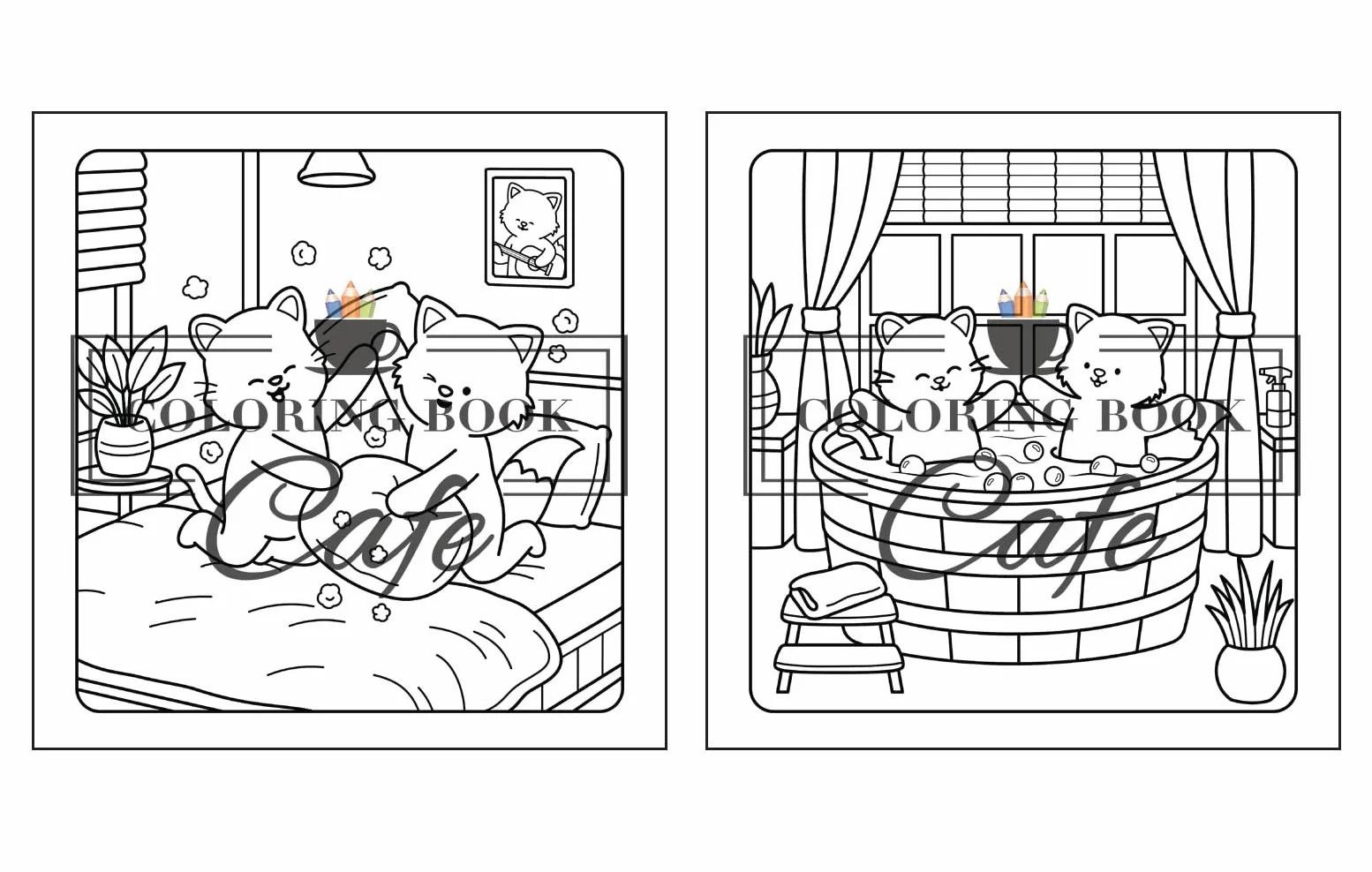 Paws & Hearts Coloring Book for Adults Teens Cozy Love Scenes Adorable Animals