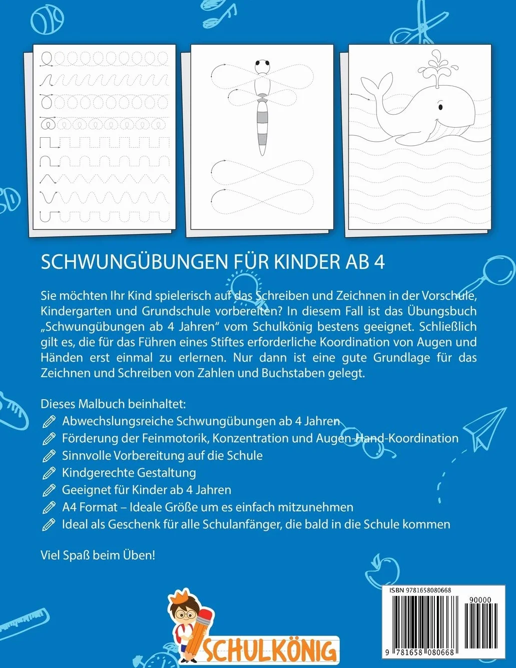 Schwungübungen Ab 4 Jahren: Übungsheft für Kindergarten und Vorschule - A4 Vorschulblock