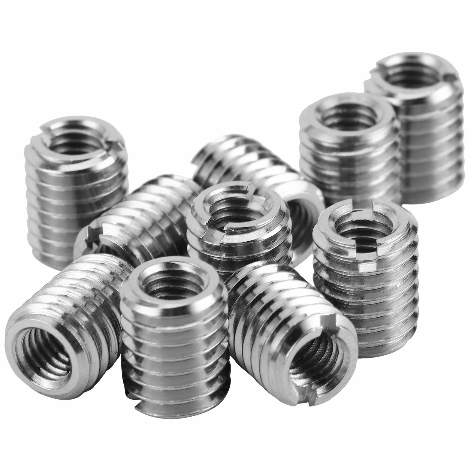10 Sztuk Samogwintujących Wkładek Gwintowych, M5x0,8 Wewnętrzne, M8x1,25 Zewnętrzne, Zestaw Naprawczy do Gwintów 10mm, Wkładka do Naprawy Gwintów