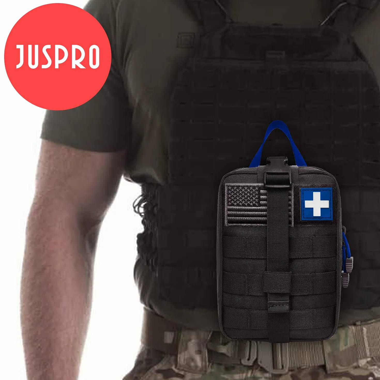 Medyczna torba taktyczna MOLLE, EMT IFAK Rip-Away Utility Pouch na kemping, polowanie, wędrówki, do domu, samochodu i przygody (czerwona + brązowa)