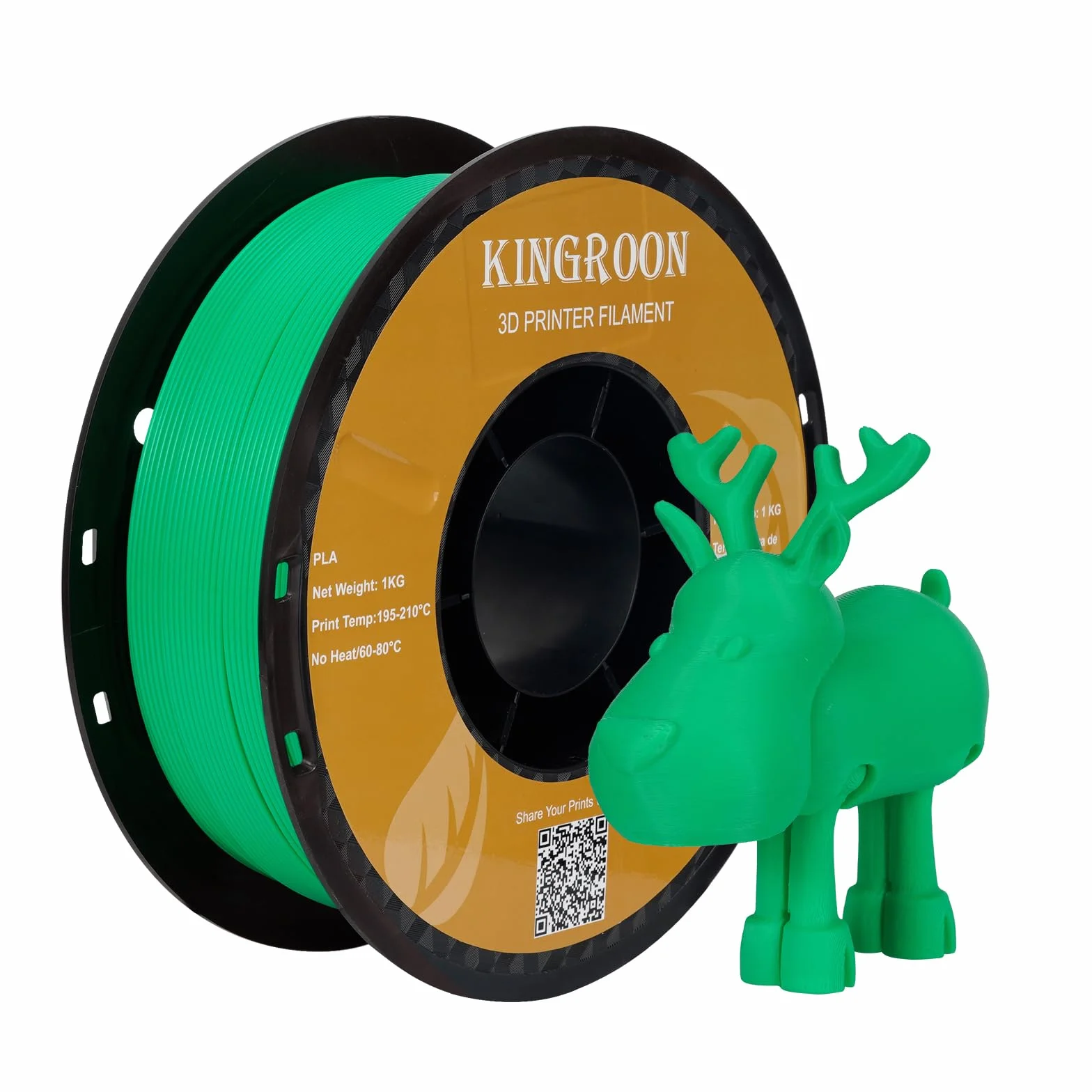 Kingroon Materiały eksploatacyjne do drukarek 3D PLA, dokładność wymiaru +/-0,03 mm, szpula 1 kg (2,2 lbs), 1,75 mm, zielone