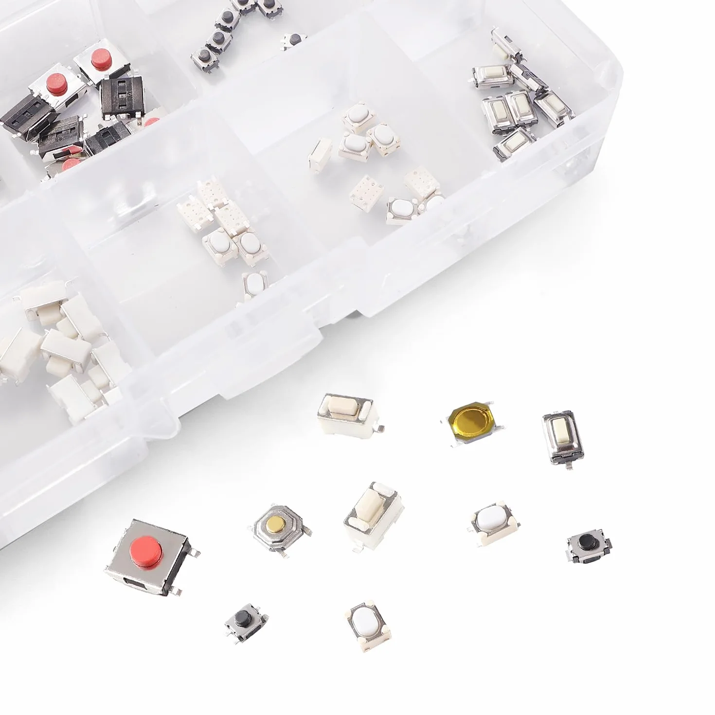 VooGenzek 100 Sztuk 10-Wartościowy Przełącznik Dotykowy Micro Chwilowy Zestaw Asortymentowy, do Telewizora Audio Remote Key Cameras Komputery