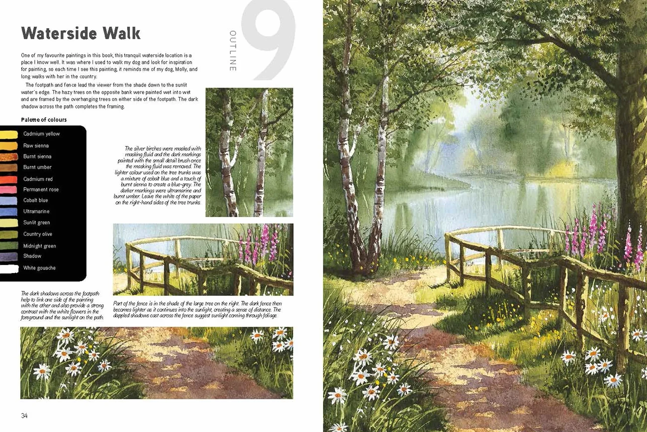The Watercolour Sourcebook: 60 Inspiring Pictures to Transfer and Paint with Full-Size Outlines