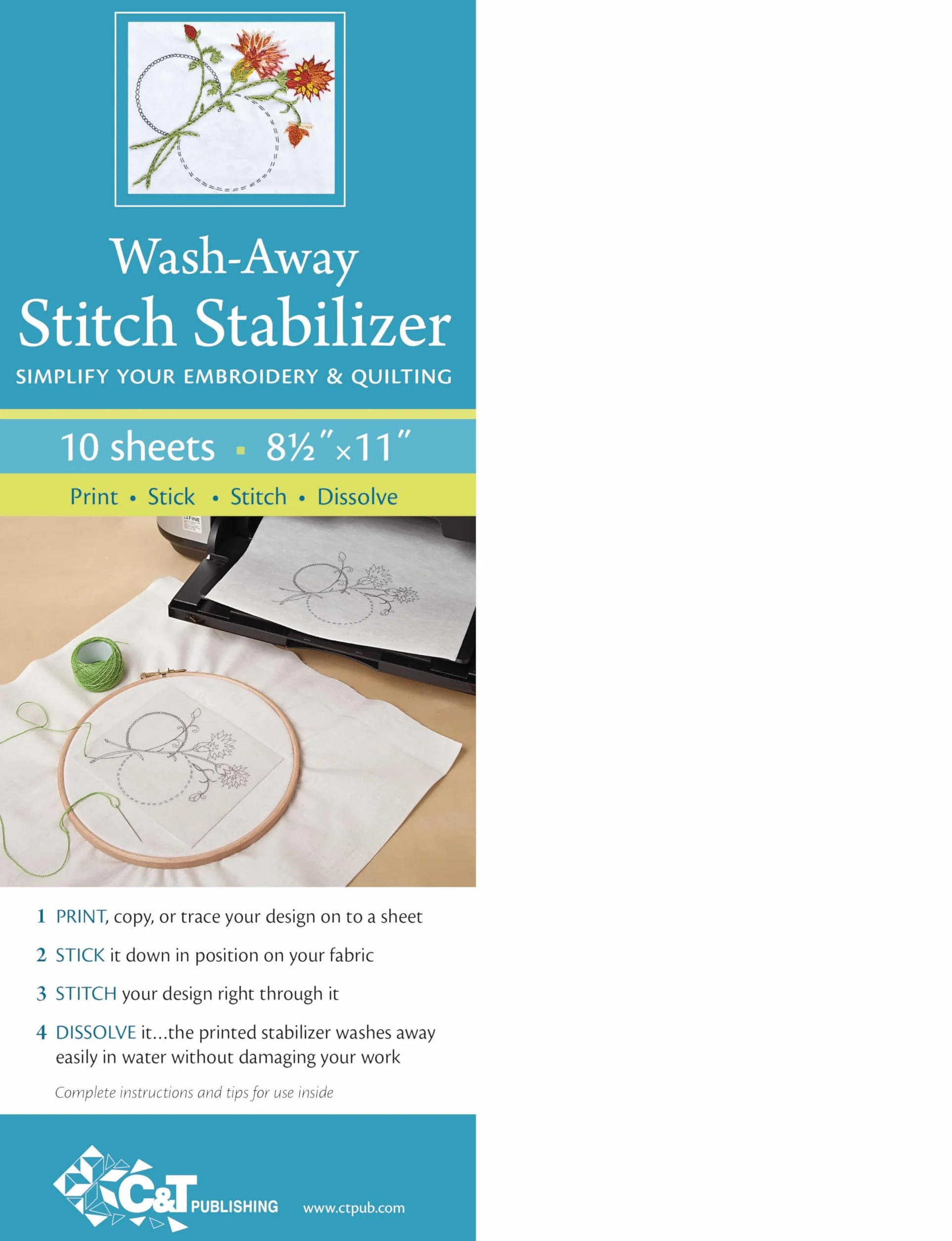 Wash Away Stitch Stabilizer for Embroidery & Quilting