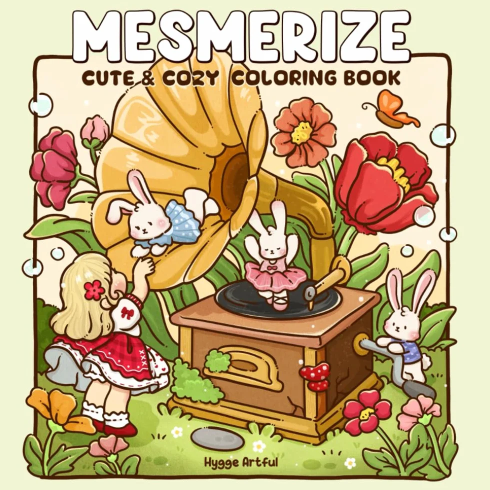 Mesmerize: Coloring Book for Teens and Adults Featuring Enchanted Worlds and Tiny Girl with Bunny Companions for Relaxation and Stress Relief