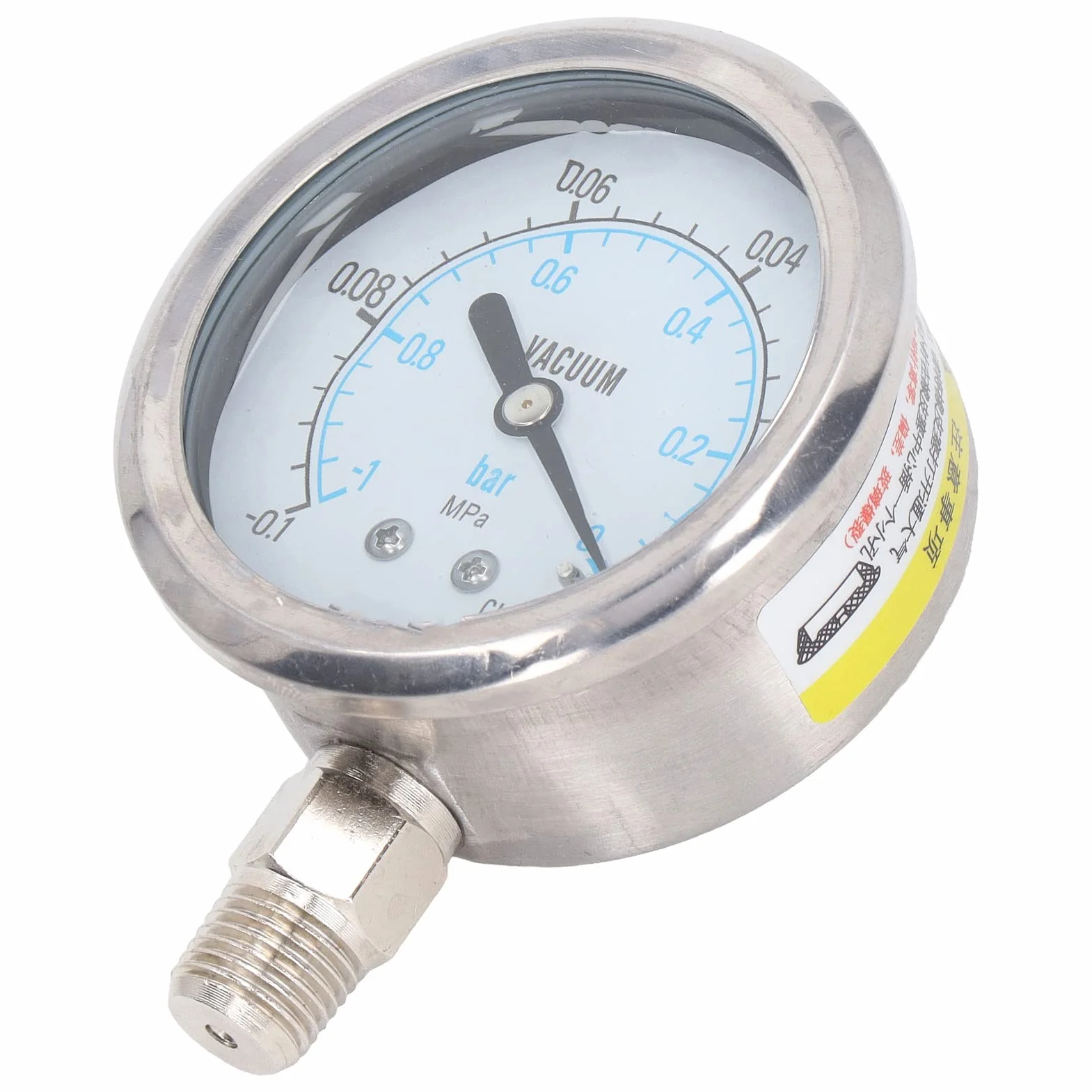 Manometr ze Stali Nierdzewnej Gwint NPT do Oleju Hydraulicznego Powietrze-woda -0,1~0 MPa