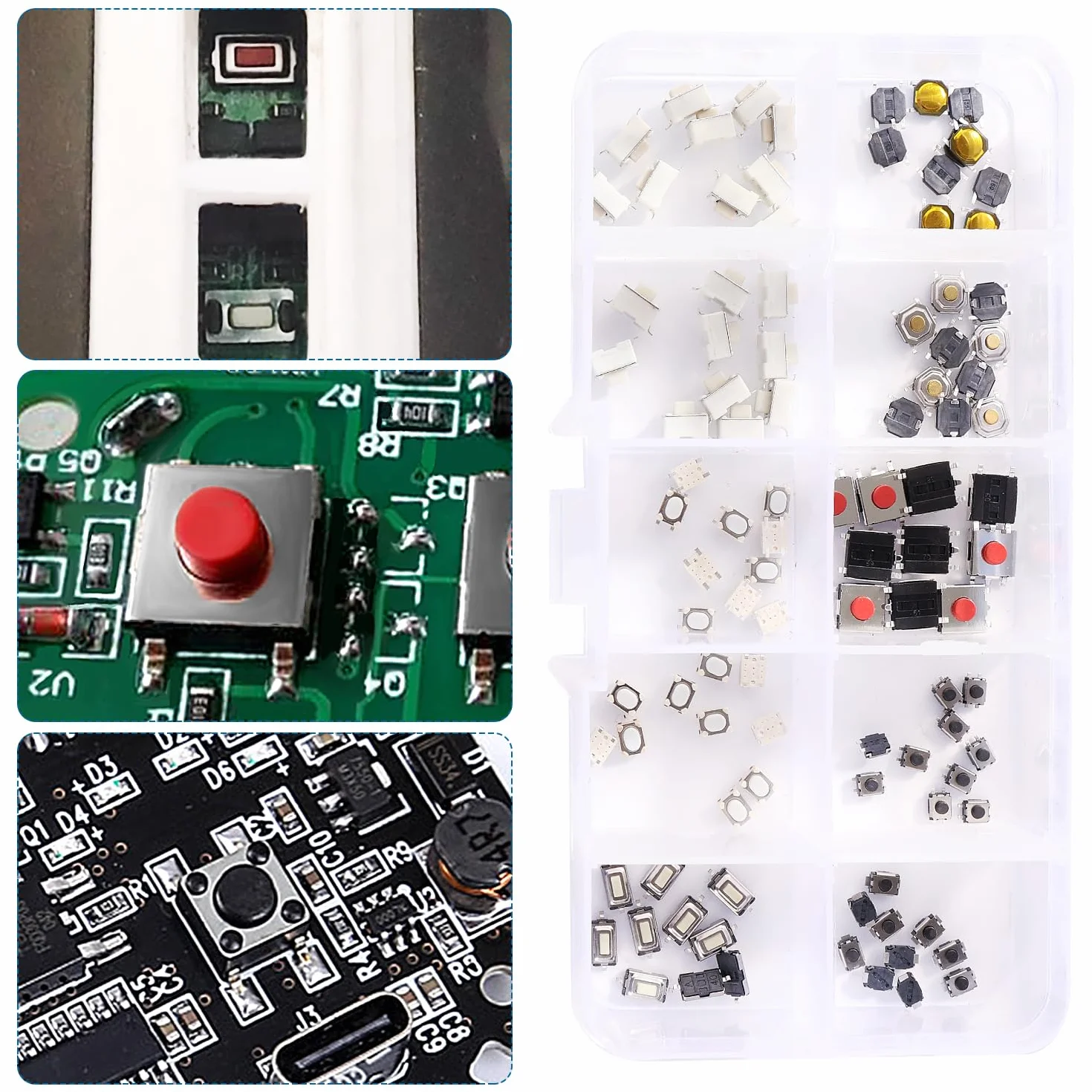 VooGenzek 100 Sztuk 10-Wartościowy Przełącznik Dotykowy Micro Chwilowy Zestaw Asortymentowy, do Telewizora Audio Remote Key Cameras Komputery
