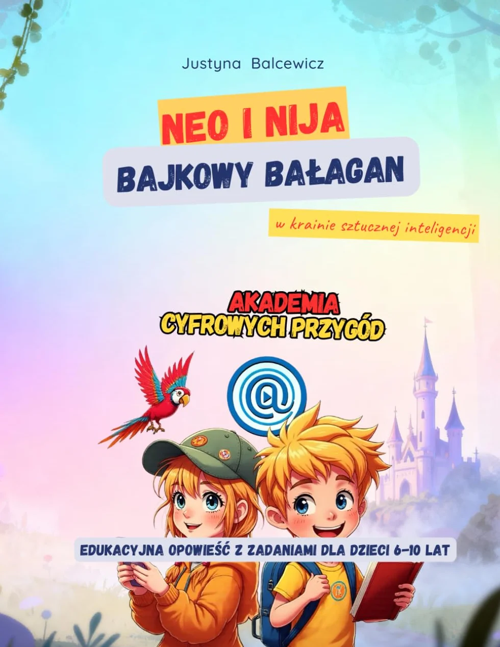 Neo i Nija: Bajkowy Bałagan w Krainie Sztucznej Inteligencji - Akademia Cyfrowych Przygód, bajka edukacyjna z zadaniami dla dzieci